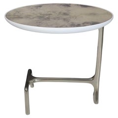Scala Luxury Uovo Beistelltisch aus poliertem Nickel und poliertem Ziegenleder