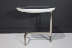 Scala Luxury Uovo Side Table in Polished Nickel and Shagreen