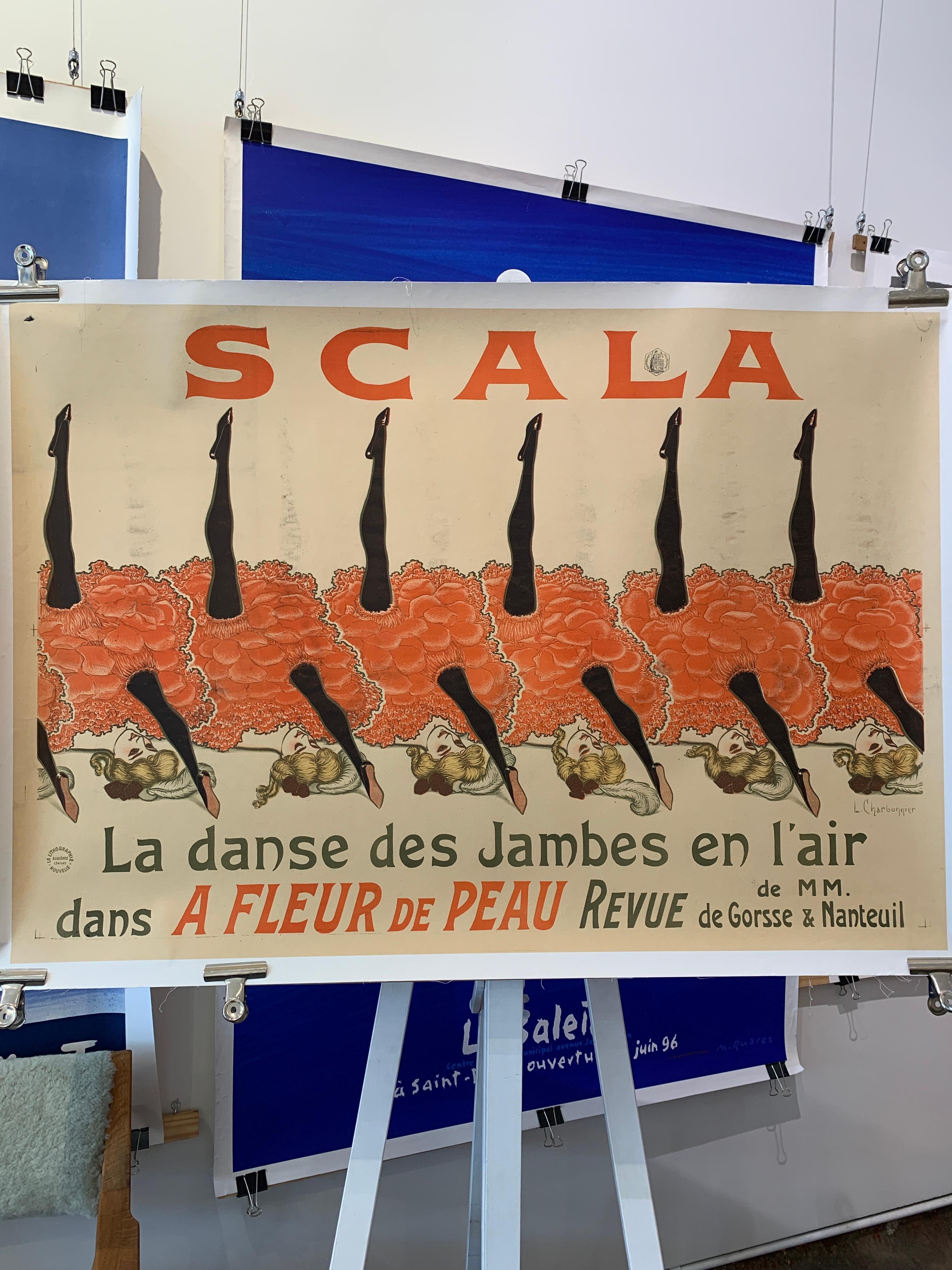 Linen 'SCALA', Original Vintage Early 19th Century Ballet Theatre Poster For Sale