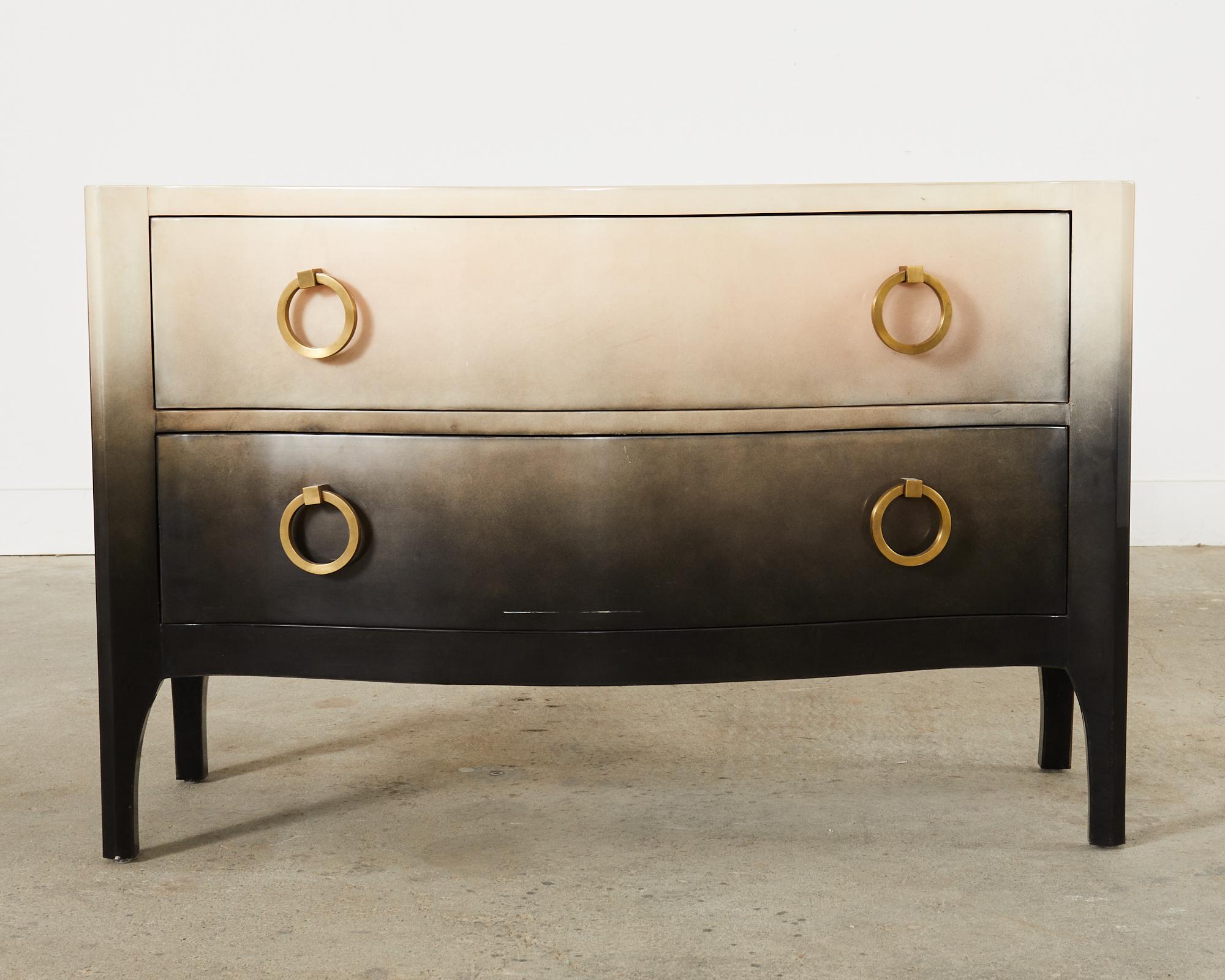 Modern Scala Parchment Goatskin Trapu Gradient Ombre Chest Commode  For Sale