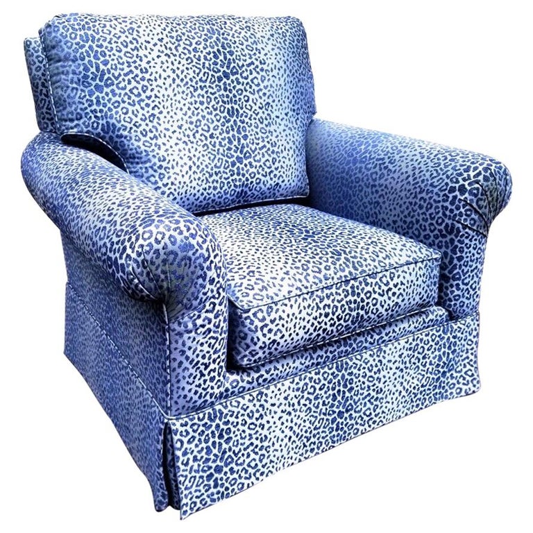 Scalamandre Velvet Leopard Print Skirted Armchair Rolled Arm Custom Clearance At 1stdibs