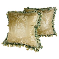 Almohadas de seda con borlas de Scalamandré chinoiserie/un par