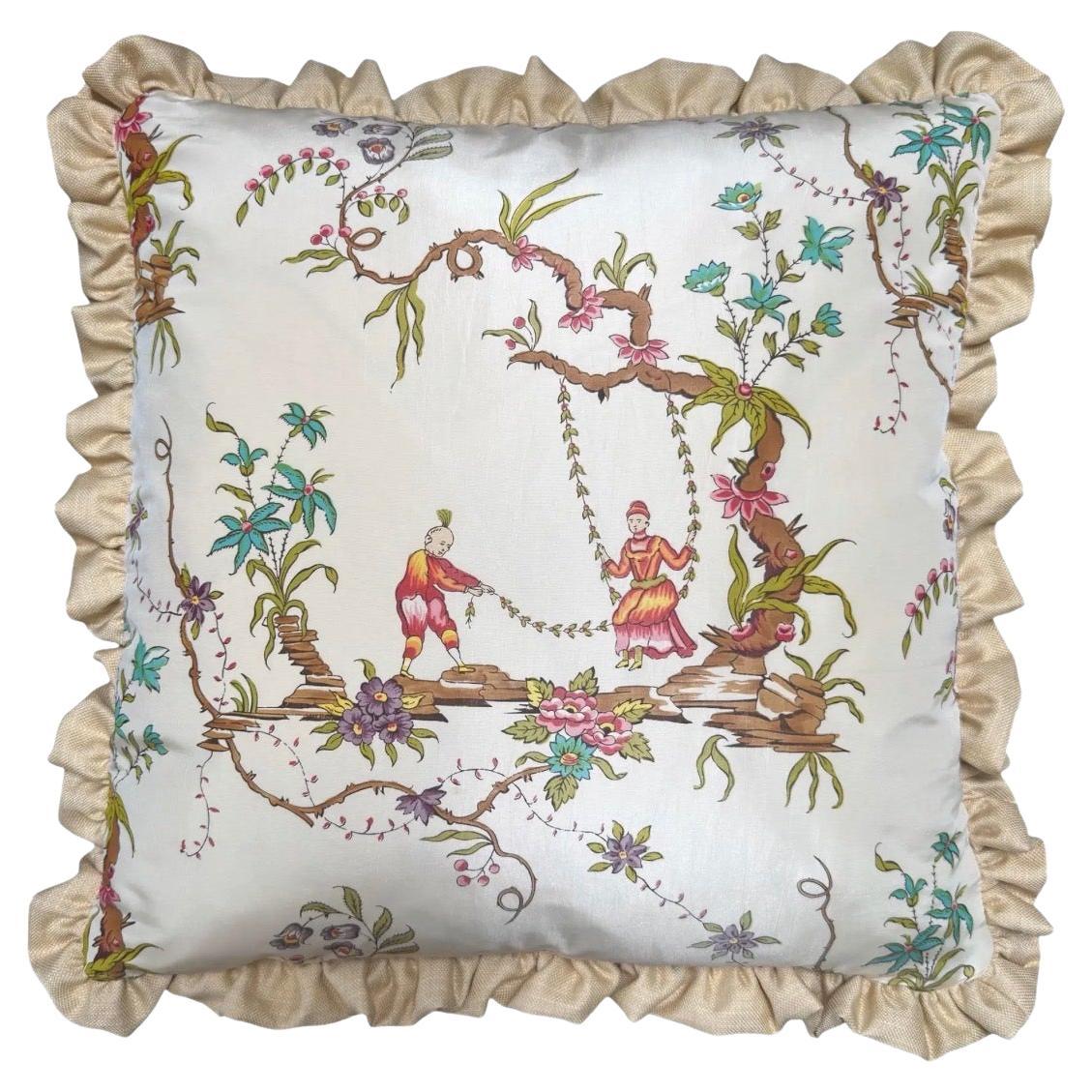 Cuscino in piuma di seta Scalamandre Chinoiserie Toile - Prezzo unitario