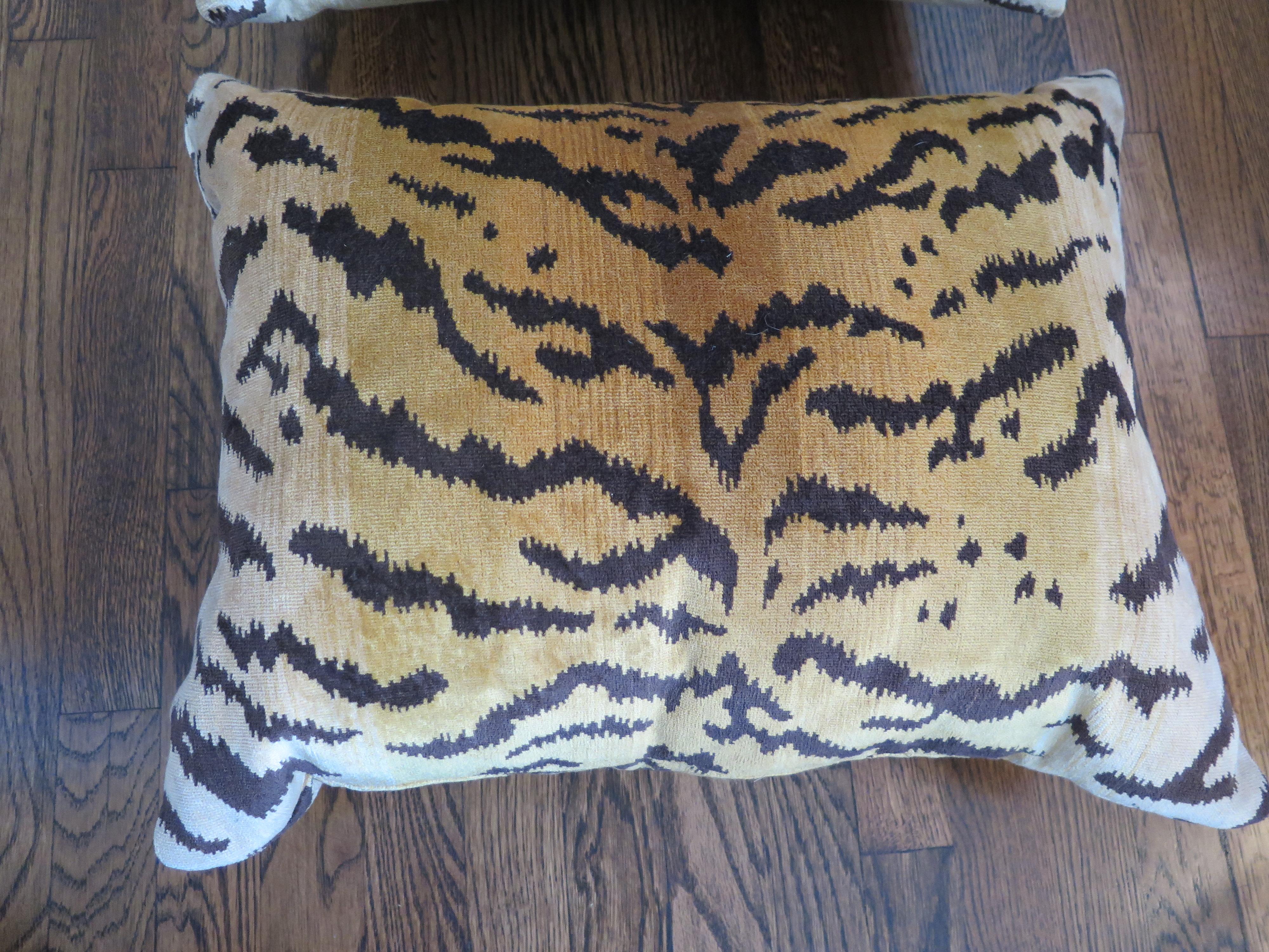 Scalamandré Le Tigre Silk Velvet Pillows In Excellent Condition In Houston, TX