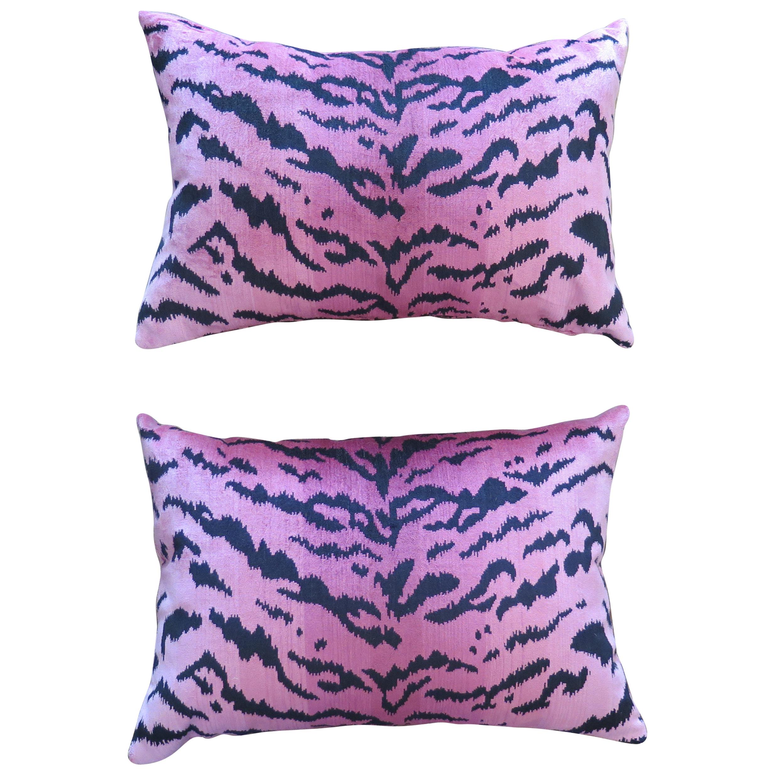 Scalamandré Le Tigre Silk Velvet Pillows For Sale