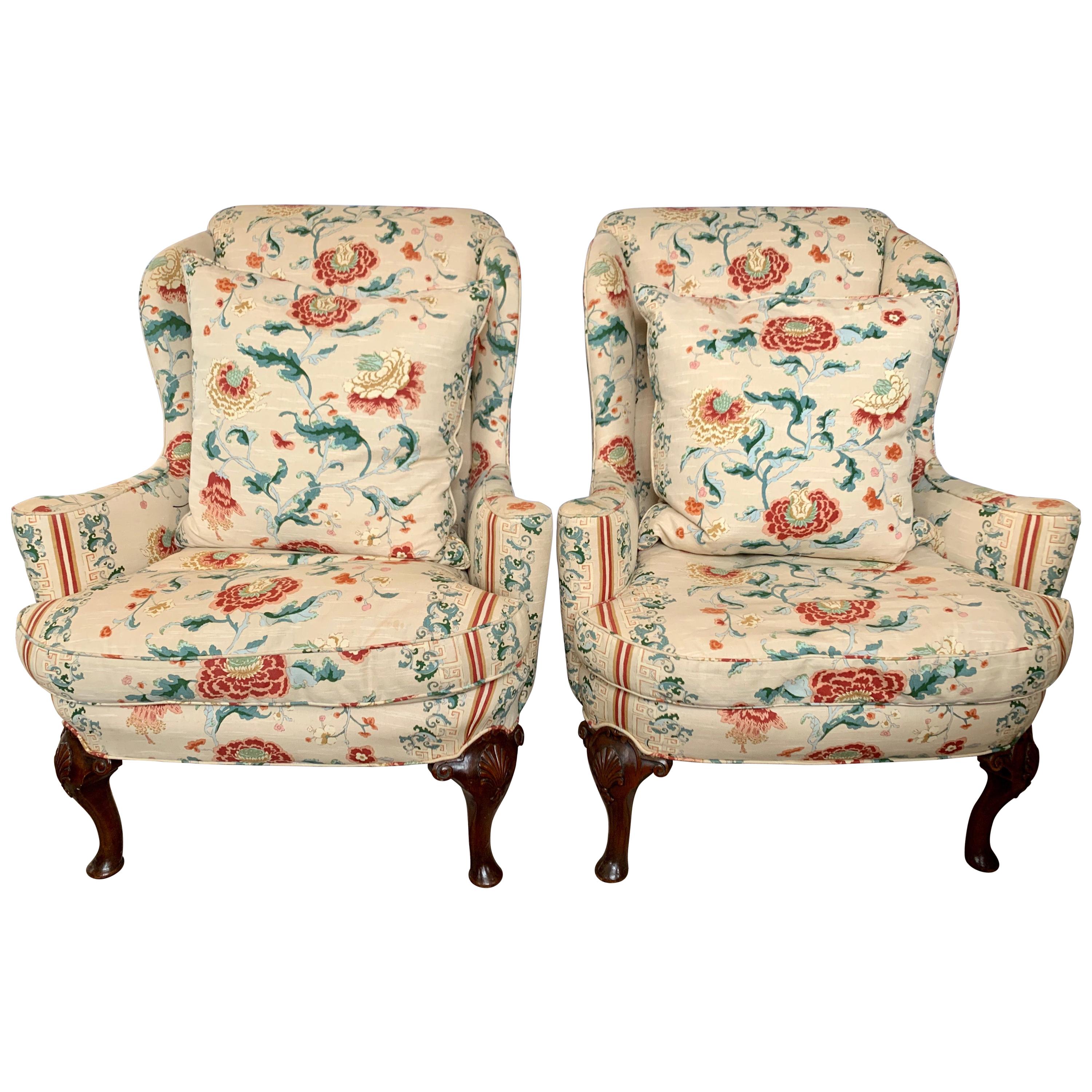 Scalamandre Pair of Wingback Chairs at 1stDibs scalamandre chair