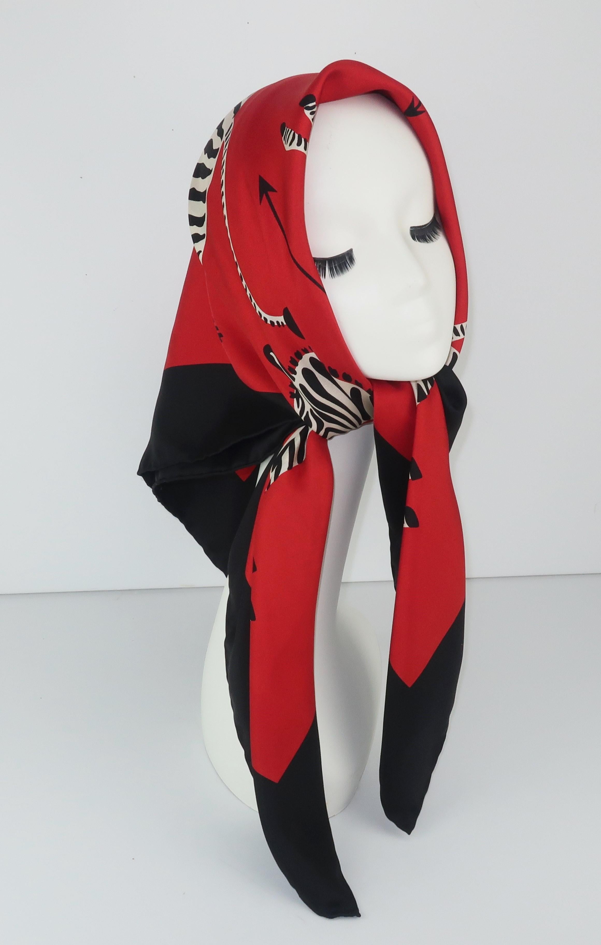 Scalamandre Red & Black Silk Zebra Scarf 2