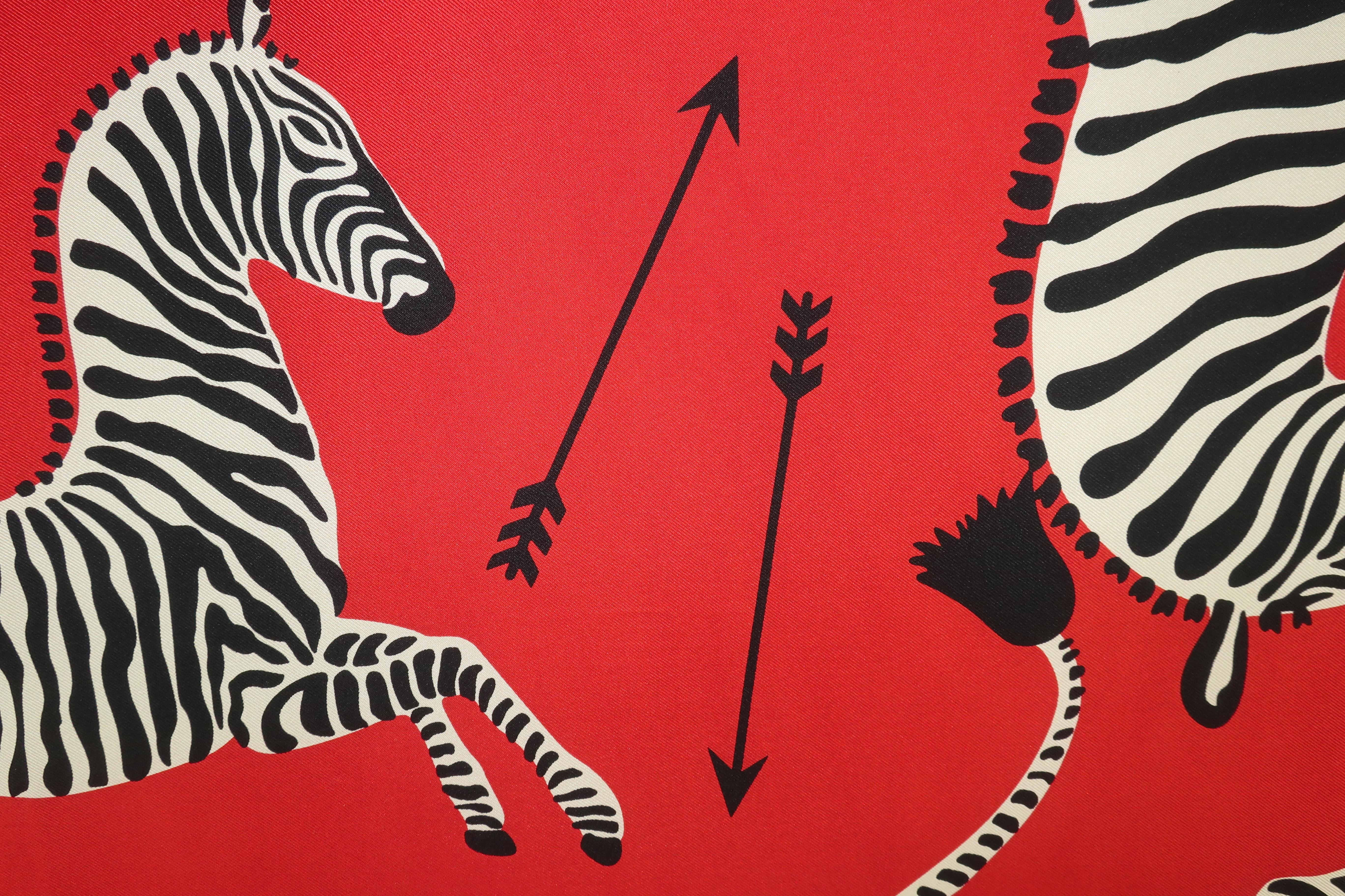 zebra scarf with red background