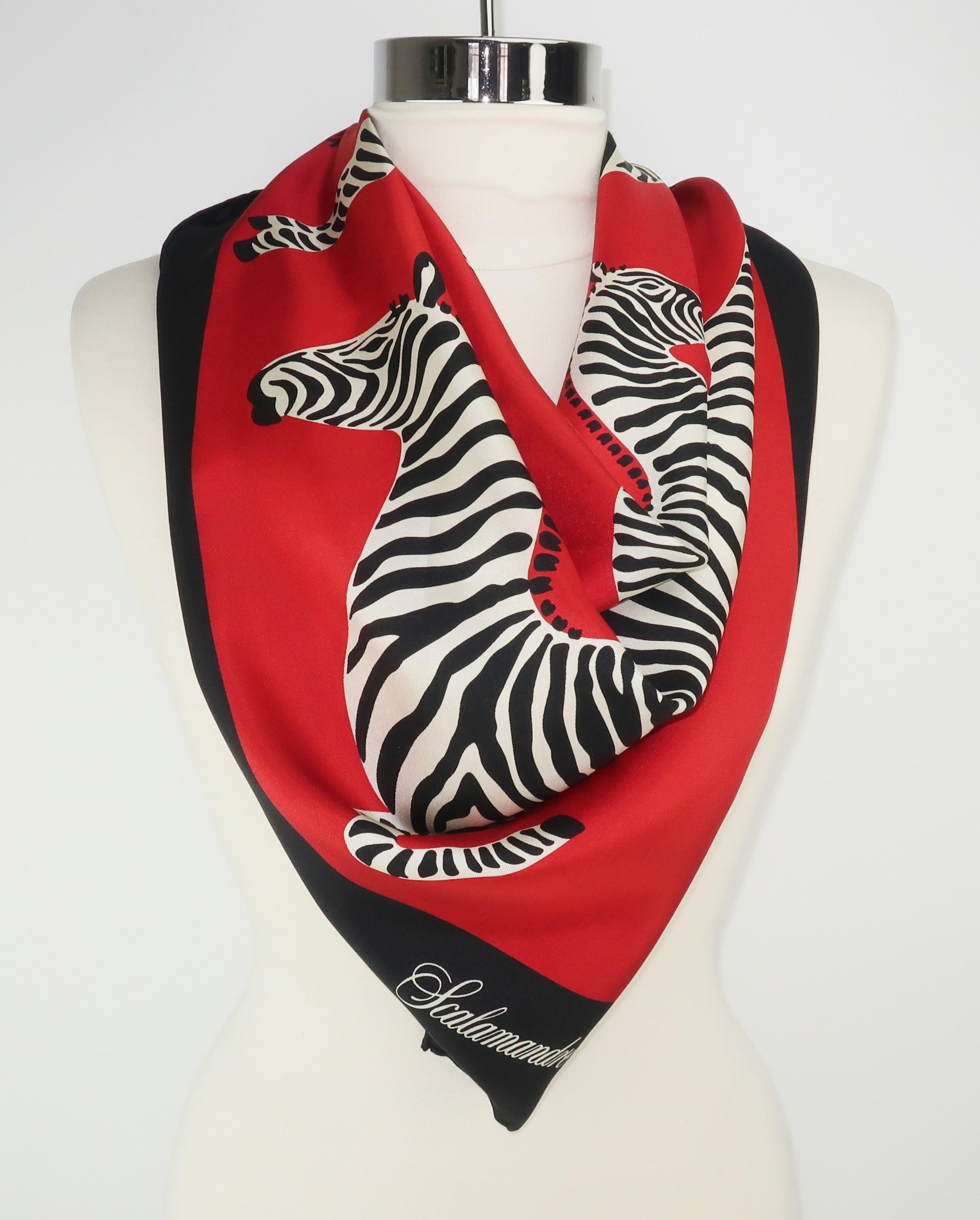 Women's Scalamandre Red & Black Silk Zebra Scarf