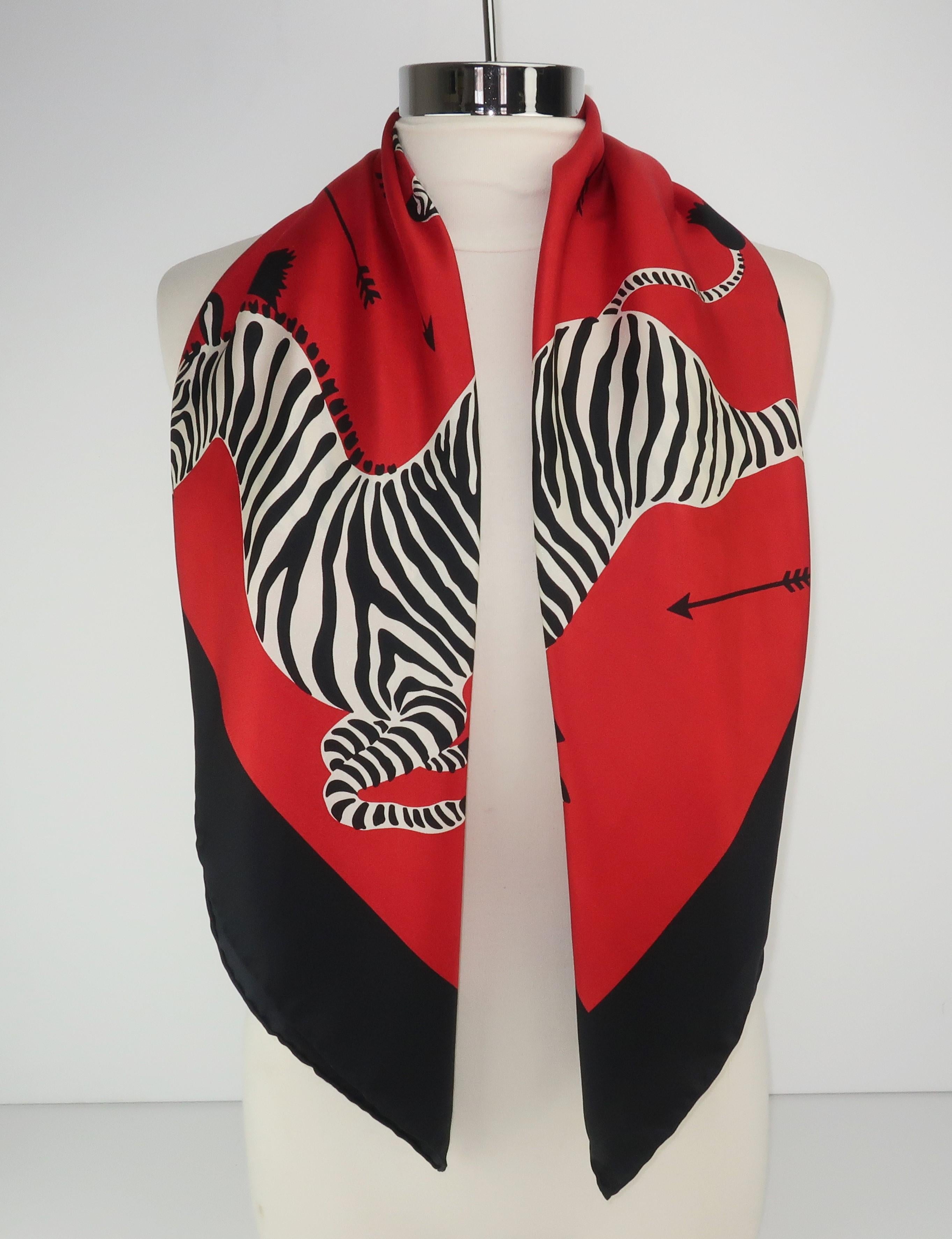 Scalamandre Red & Black Silk Zebra Scarf 1