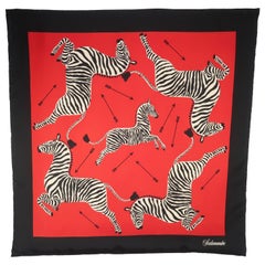 Vintage Scalamandre Red & Black Silk Zebra Scarf