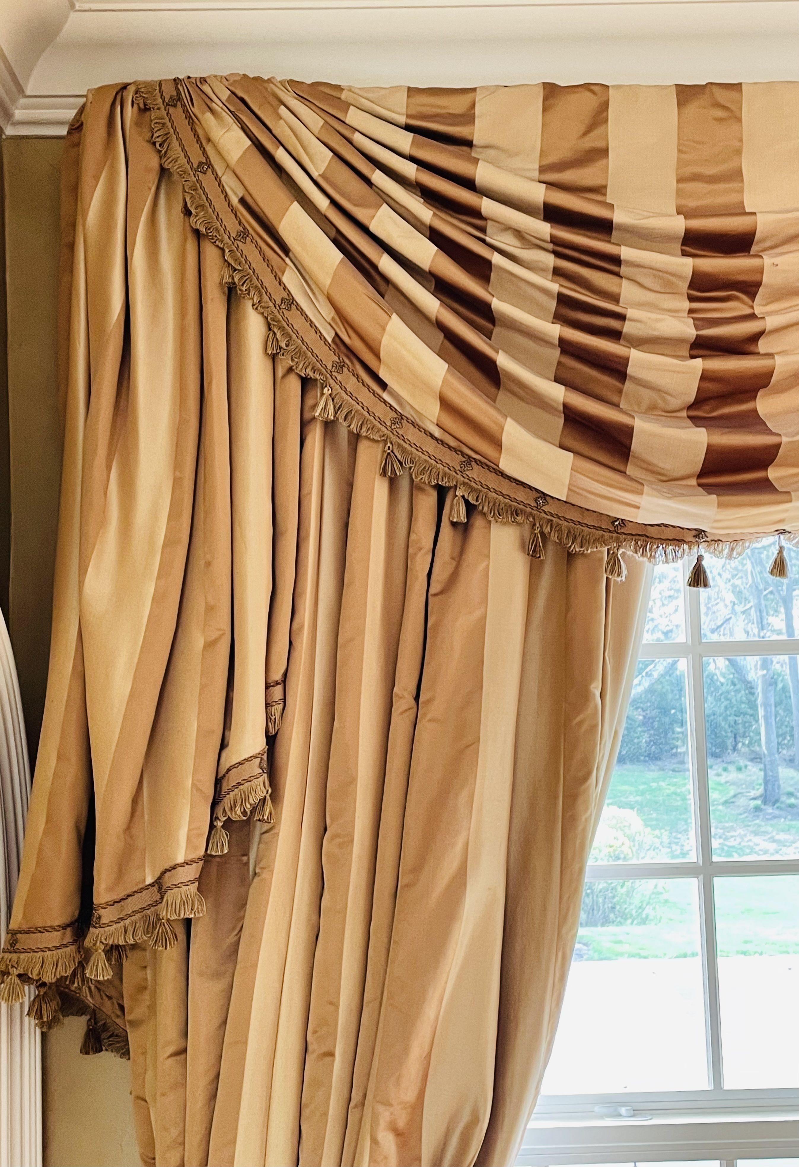 American Scalamandre Set of Window Treatments, Curtain, Valances, Drapery, Traditional