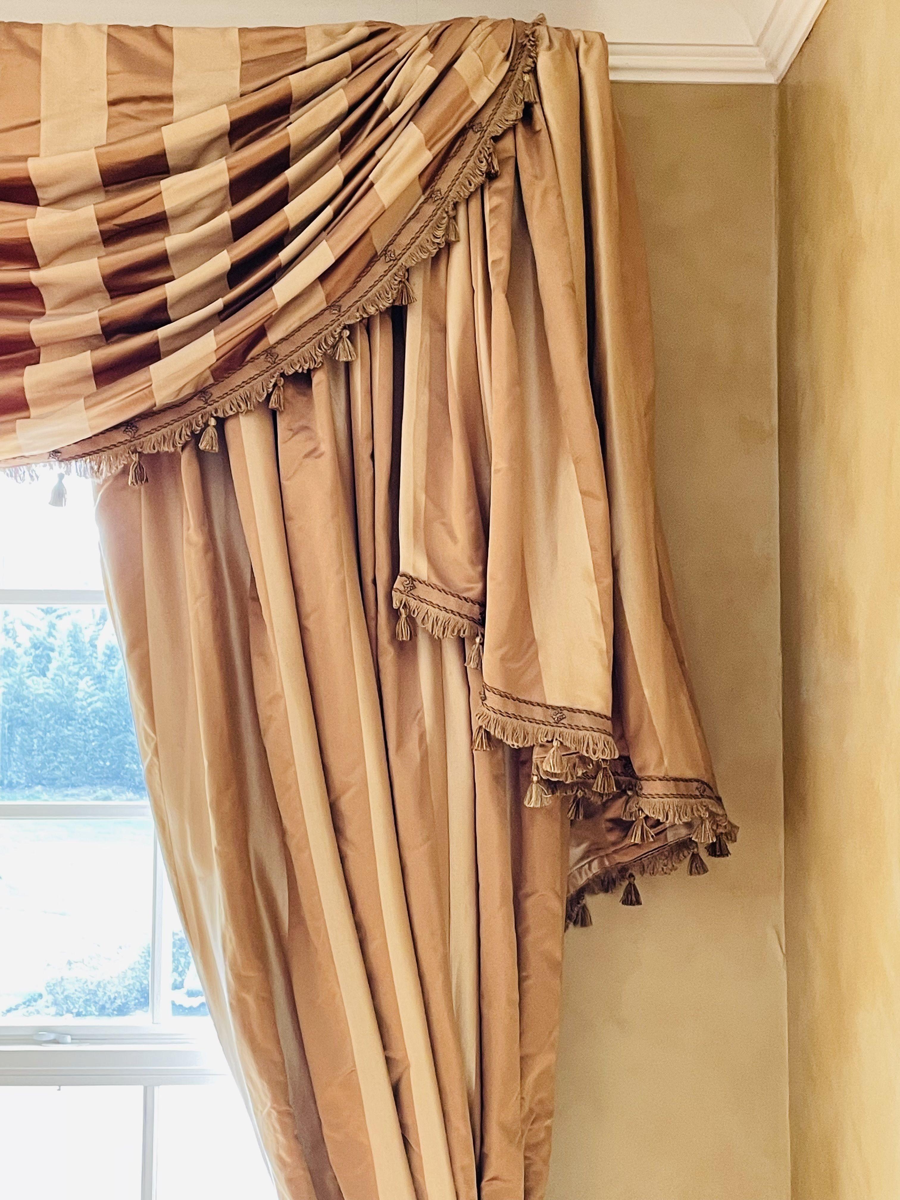 Textile Scalamandre Set of Window Treatments, Curtain, Valances, Drapery, Traditional