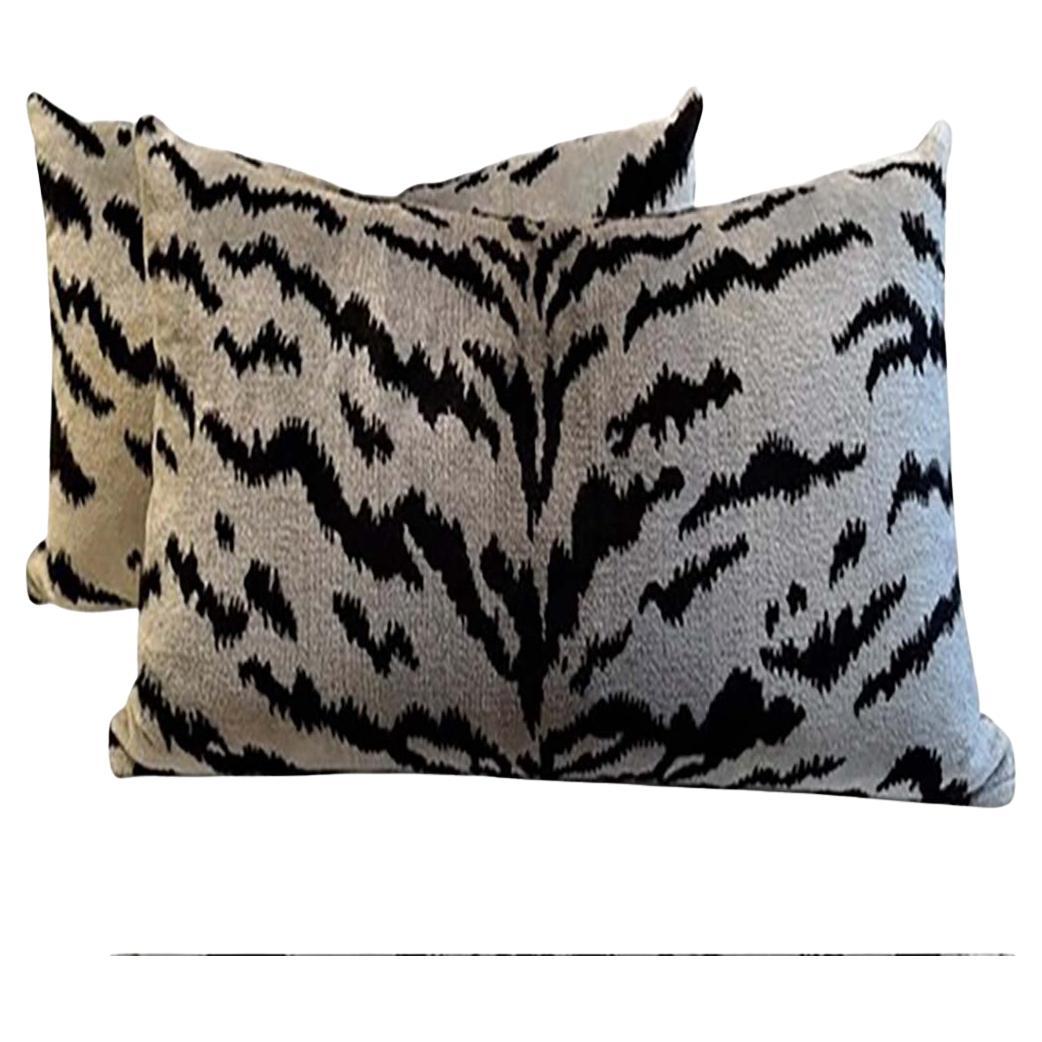 Scalamandré Silk And Cotton Tiger Velvet Pillows For Sale