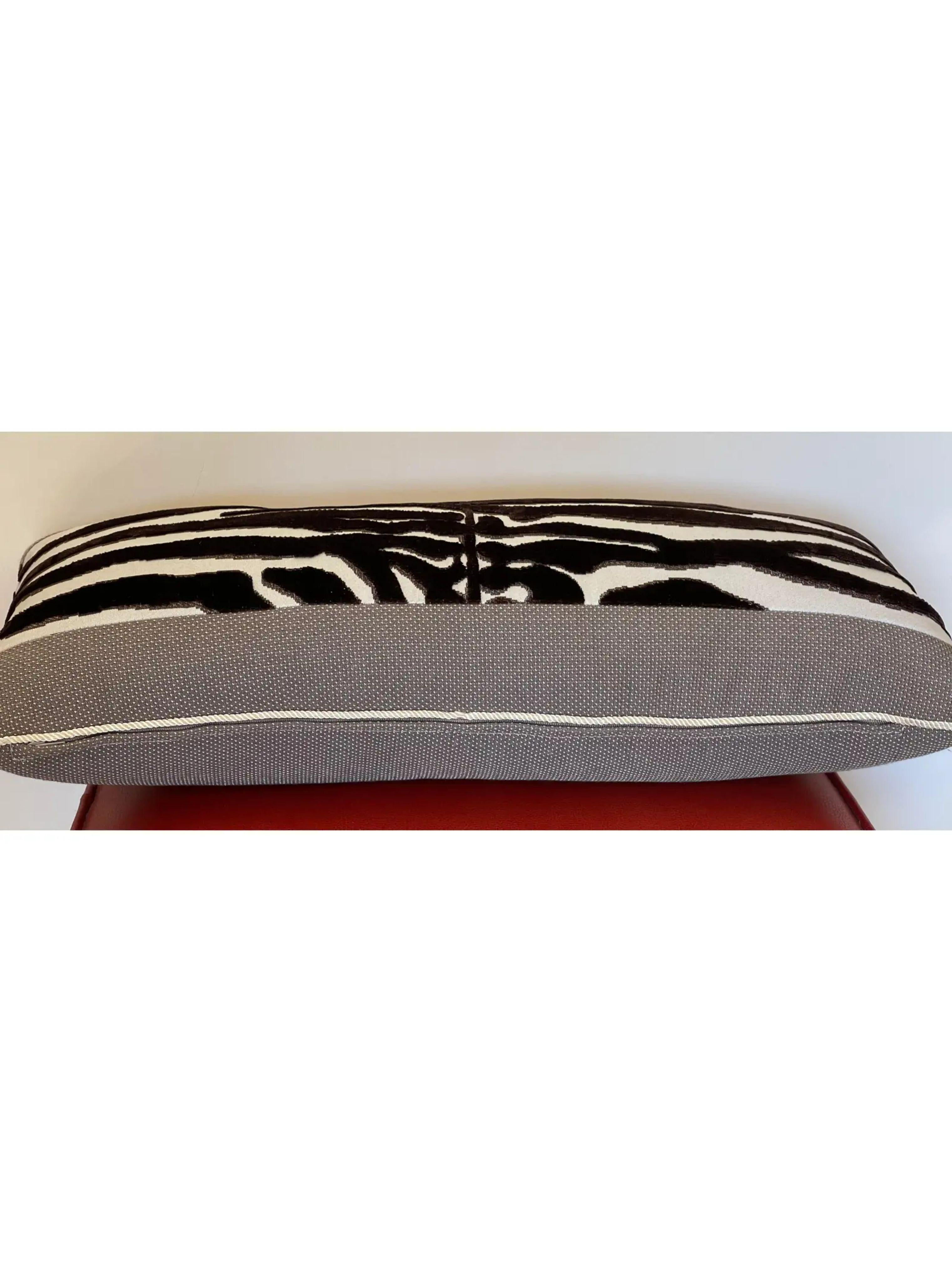 Scalamandre Silk Cut Velvet Zebra Down Filled Designer Pillow, 2010s In Good Condition In LOS ANGELES, CA