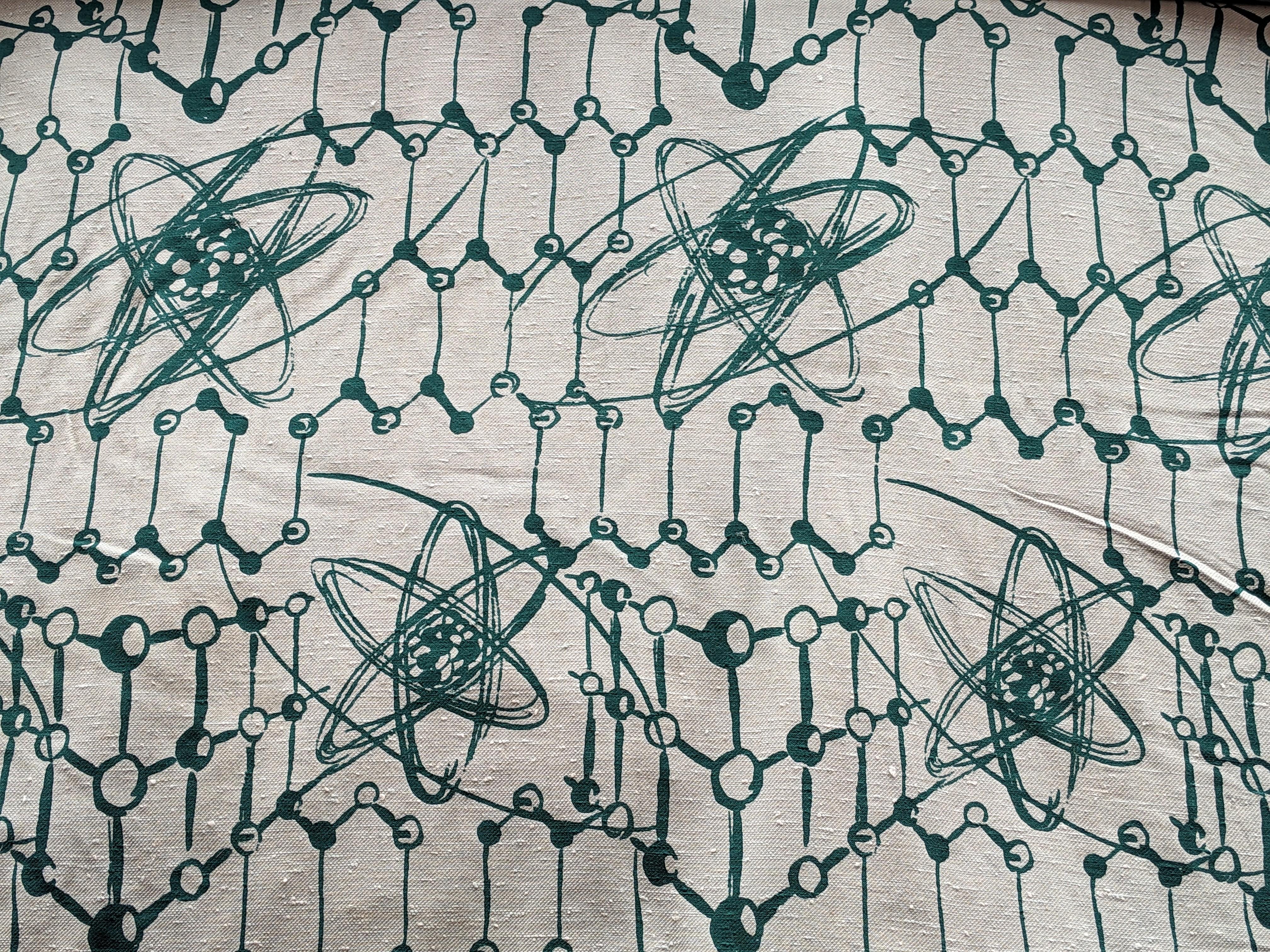 Mid-Century Modern Textile en soie Scalamandre, « Atomic Energy », exposition universelle de 1964 en vente