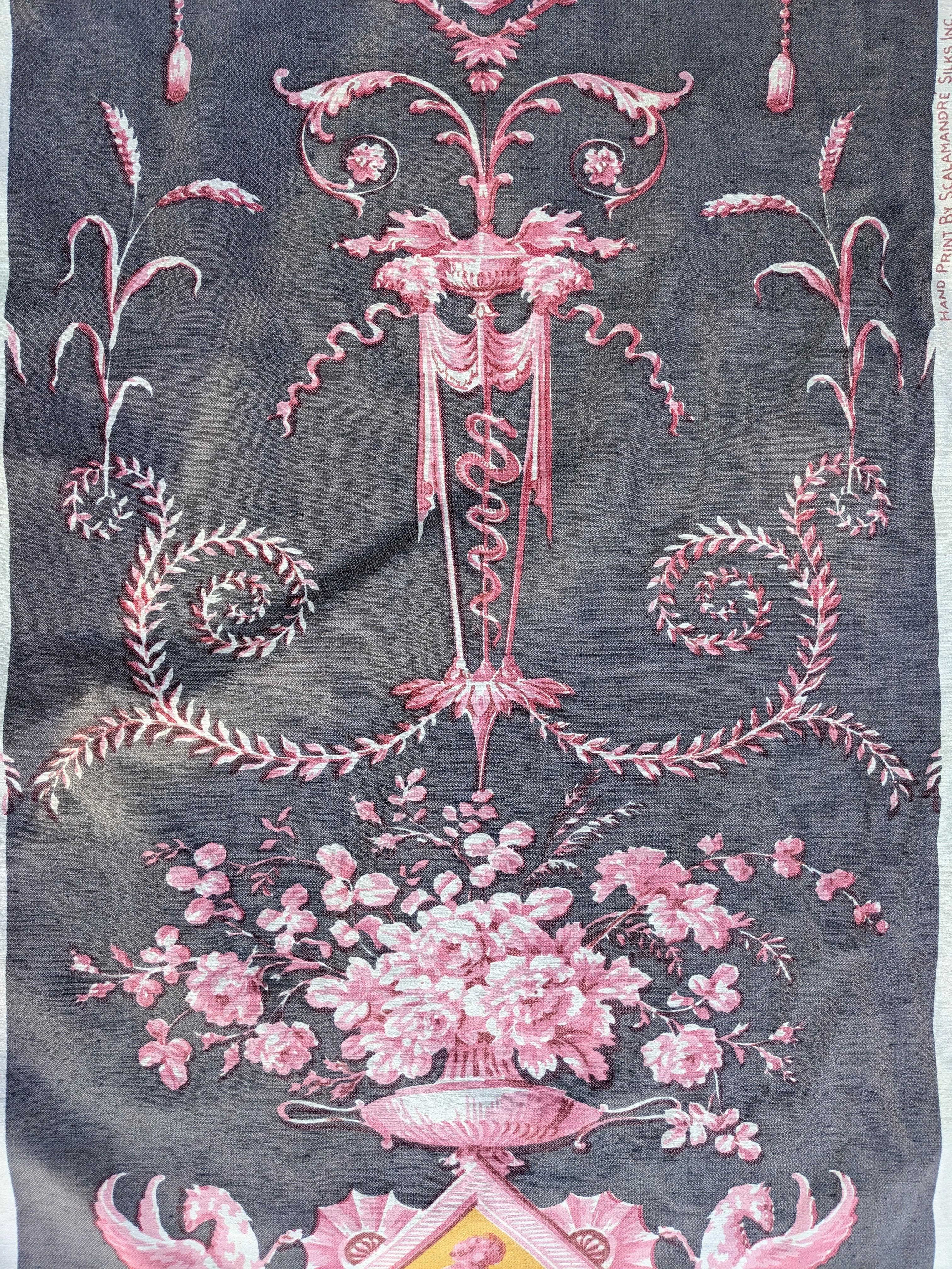 Textile Scalamandre Silk Yardage, Adams Style Neoclassic Pattern