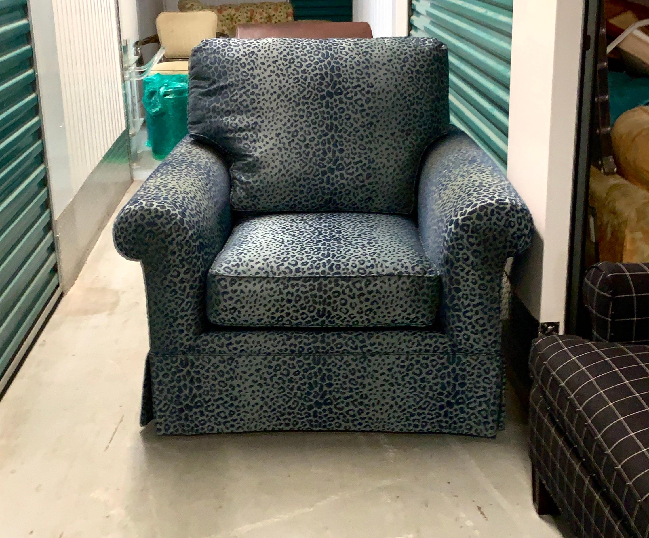 blue leopard print chair