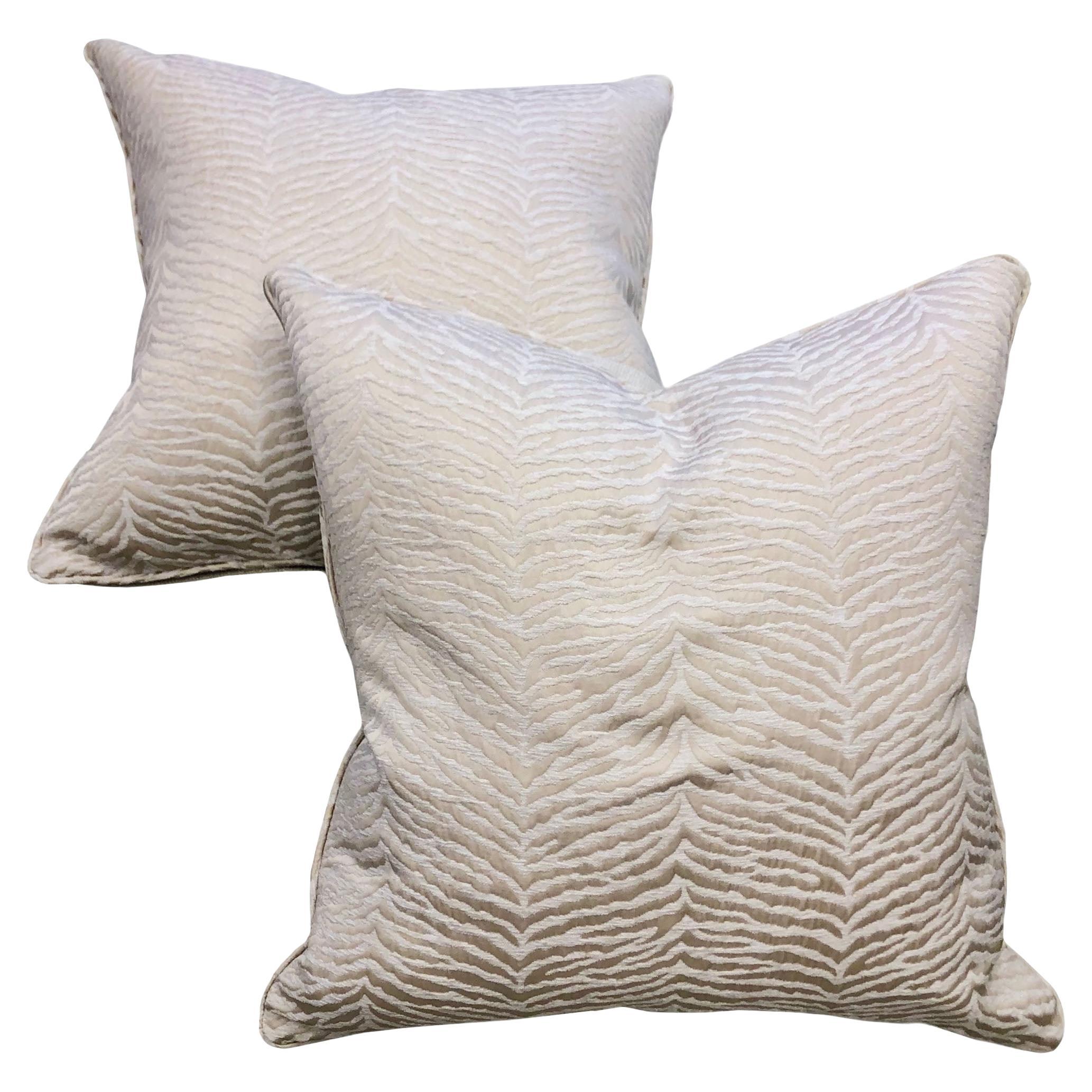 Scalamandré White Tiger Pillows, a Pair For Sale