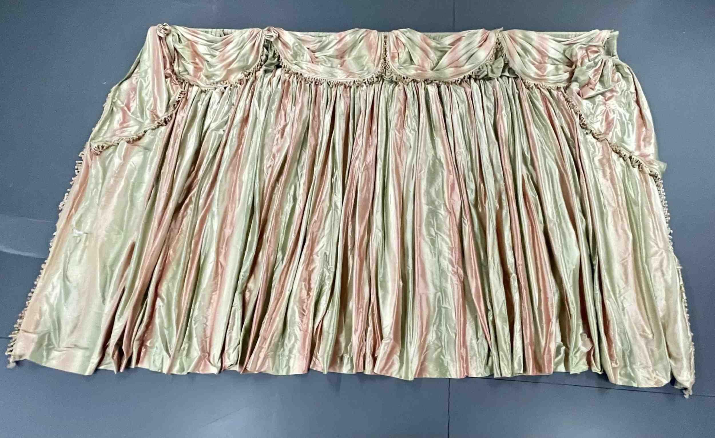 American Scalamandre Window Treatments, Curtains, Drapery Rainbow Stripe, Fringed, Lined For Sale