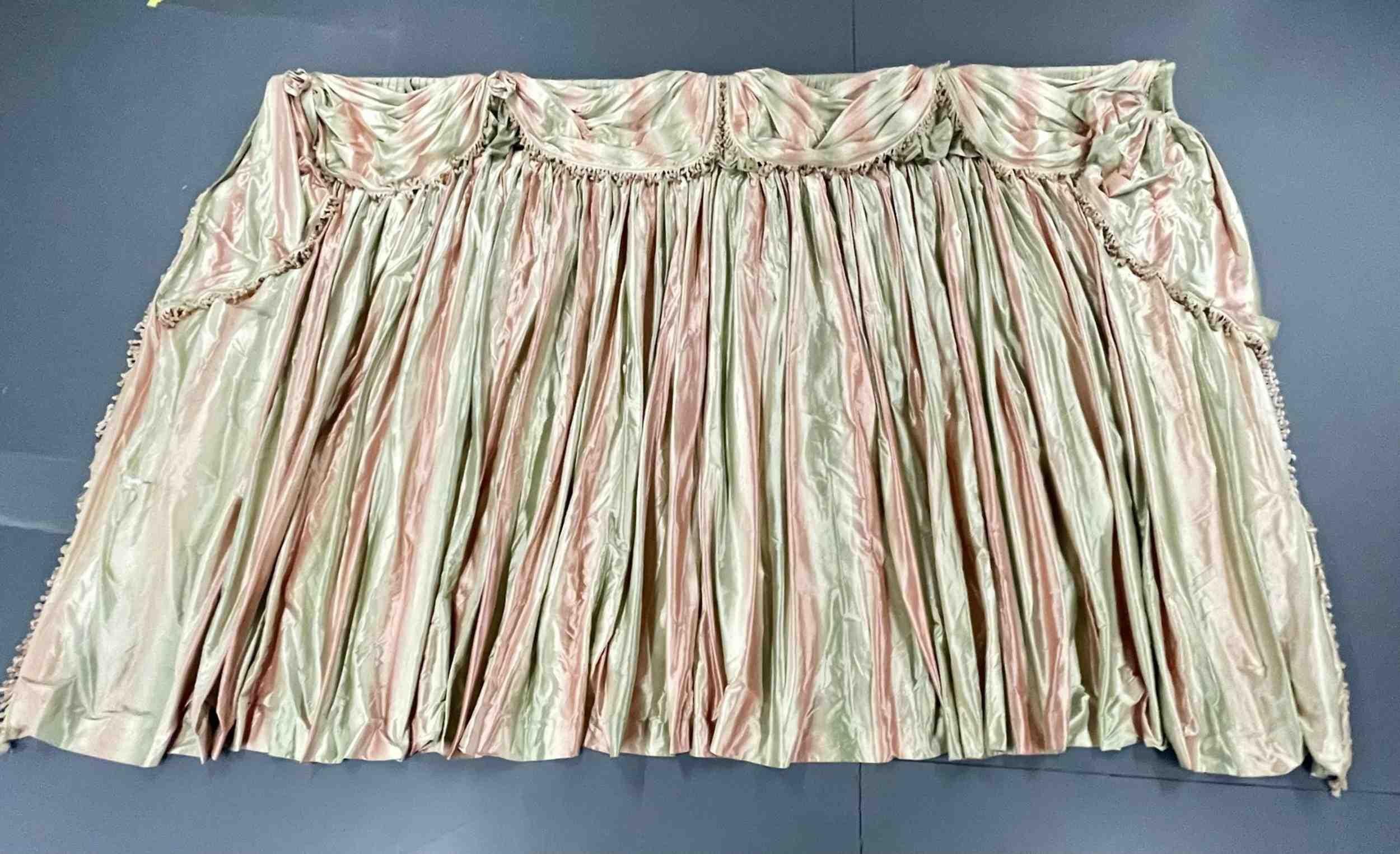 Scalamandre Window Treatments, Curtains, Drapery Rainbow Stripe, Fringed, Lined In Good Condition For Sale In Stamford, CT