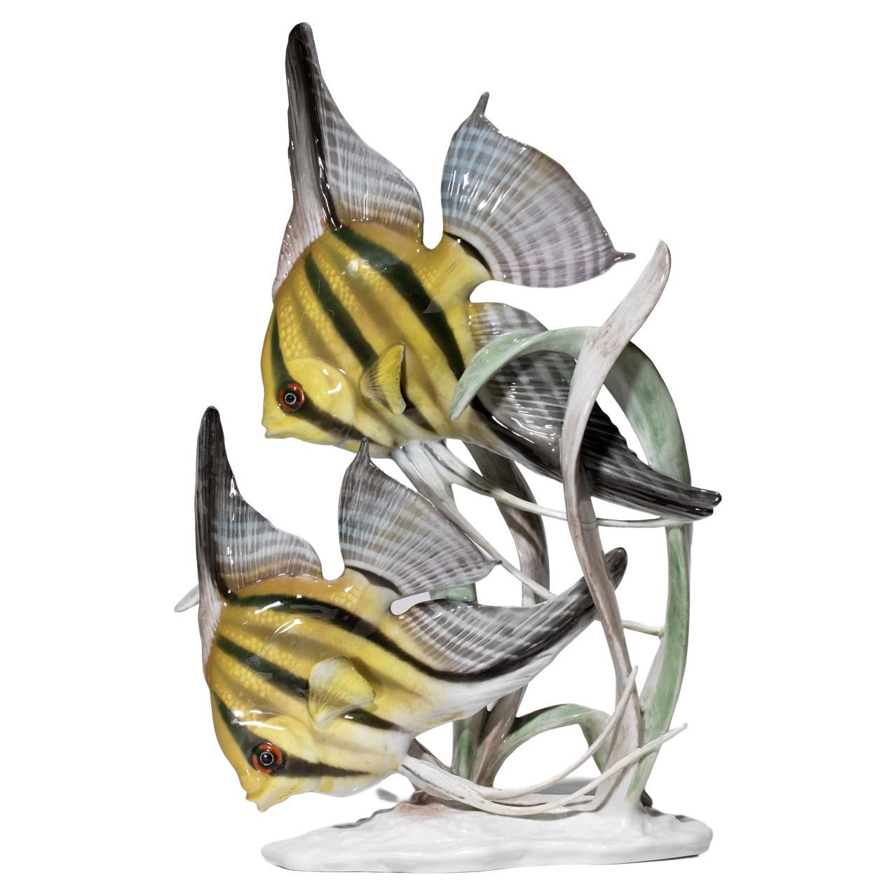 Porzellanfigur „SCALARE“ von Rosenthal F. Heidenreich mit Engelsfisch 