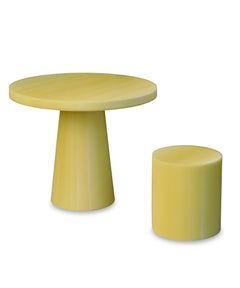 Scale Bistro Table in Yellow Epoxy Resin, Contemporary Table by Facture