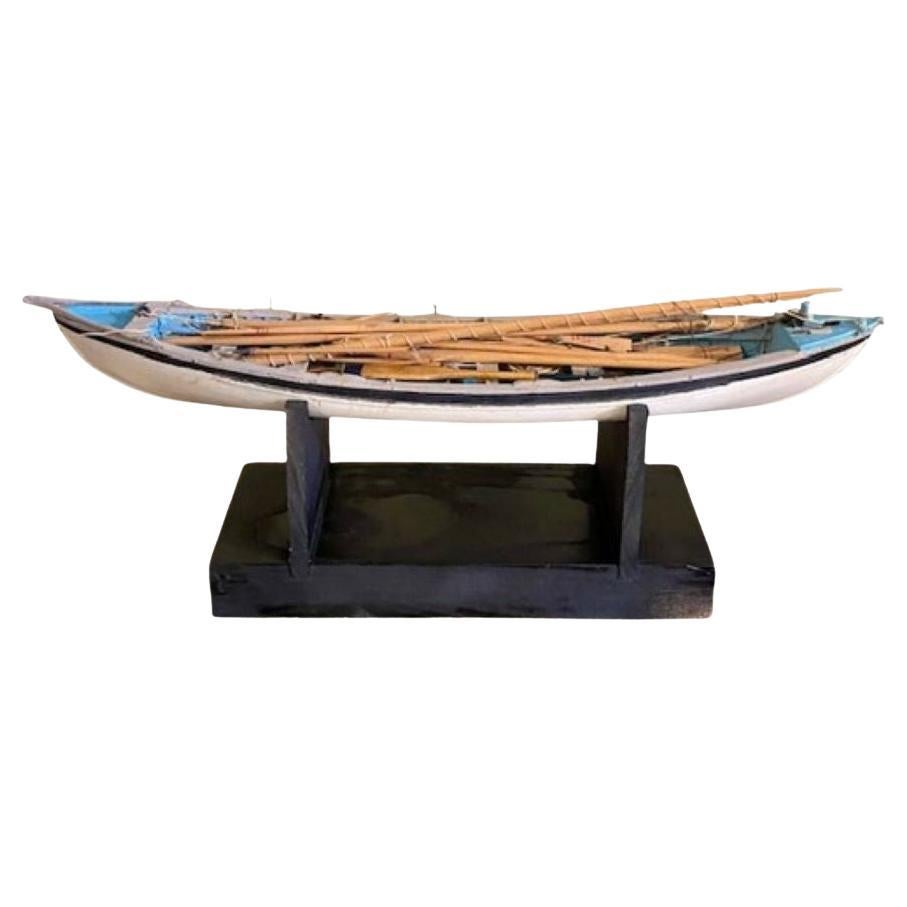Modelo a escala de un barco ballenero totalmente equipado, hacia la década de 1950
