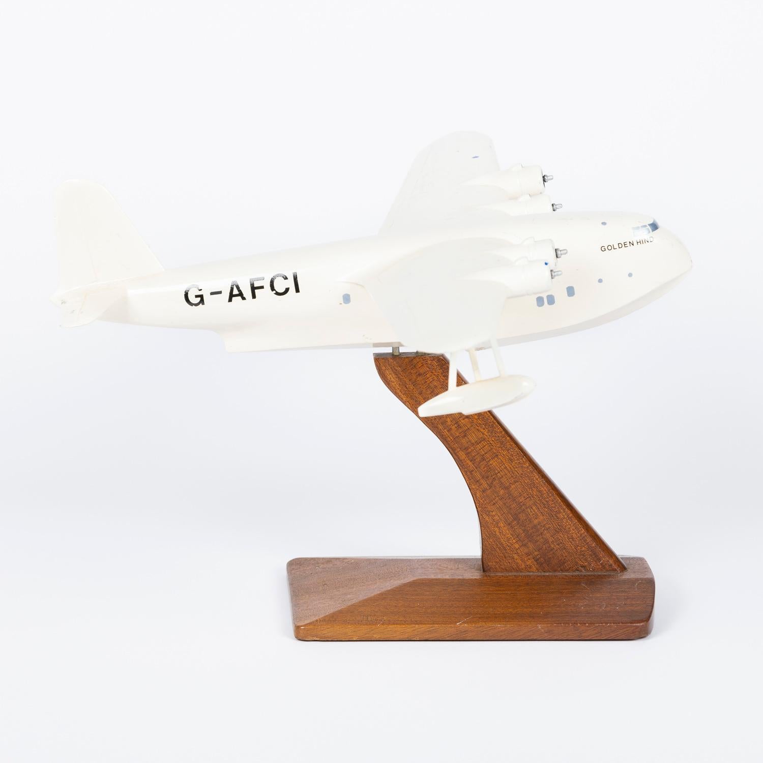 Scale model of the Short Brothers S.26 G-Class flying boat G-AFCI the Golden Hind. 

The Short S.26 G-class was a large transport flying boat designed and produced by the British aircraft manufacturer Short Brothers. It was designed to achieve a