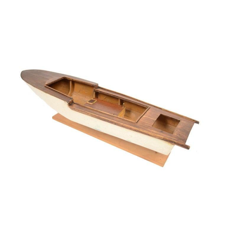 Wood Scale Nautical Vintage Model of an English Motorboat, 1950s For Sale