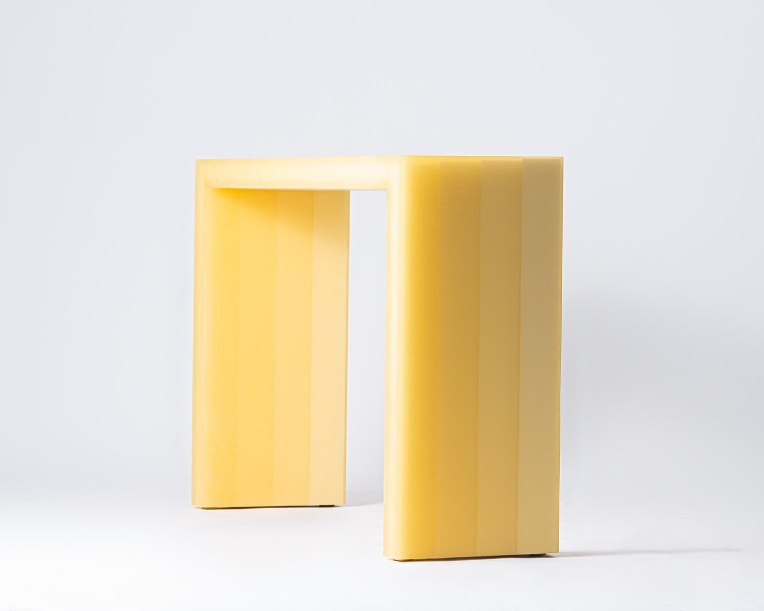 Geometric Scale Epoxy Resin Console / Console Table in Yellow by Facture In New Condition For Sale In New York, NY