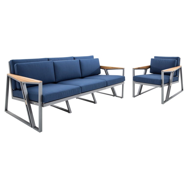 Scalene Outdoor Three-Seat Sofa and Chair Set For Sale at 1stDibs