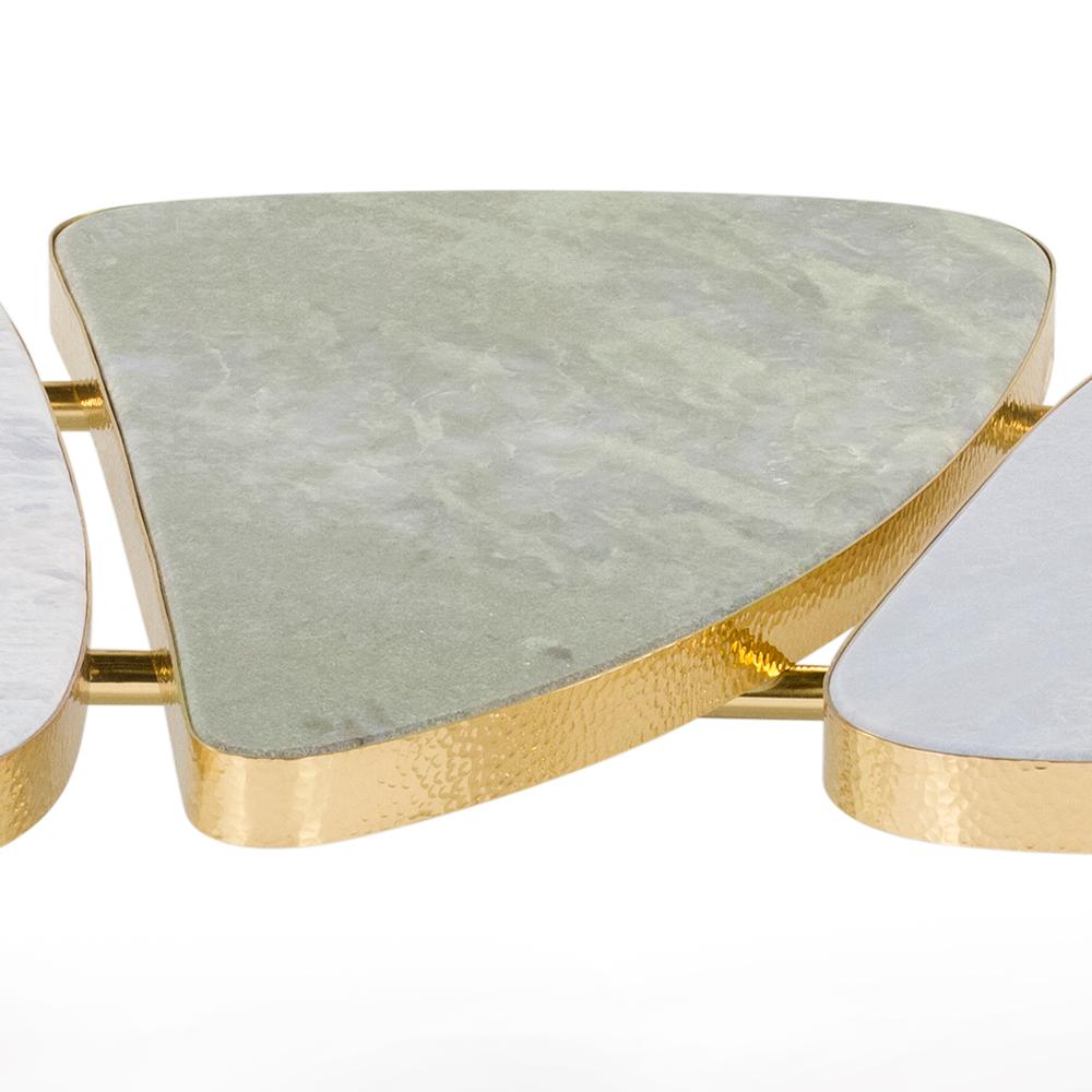Portuguese Scales Coffee Table with Crystal and Marble Tops For Sale