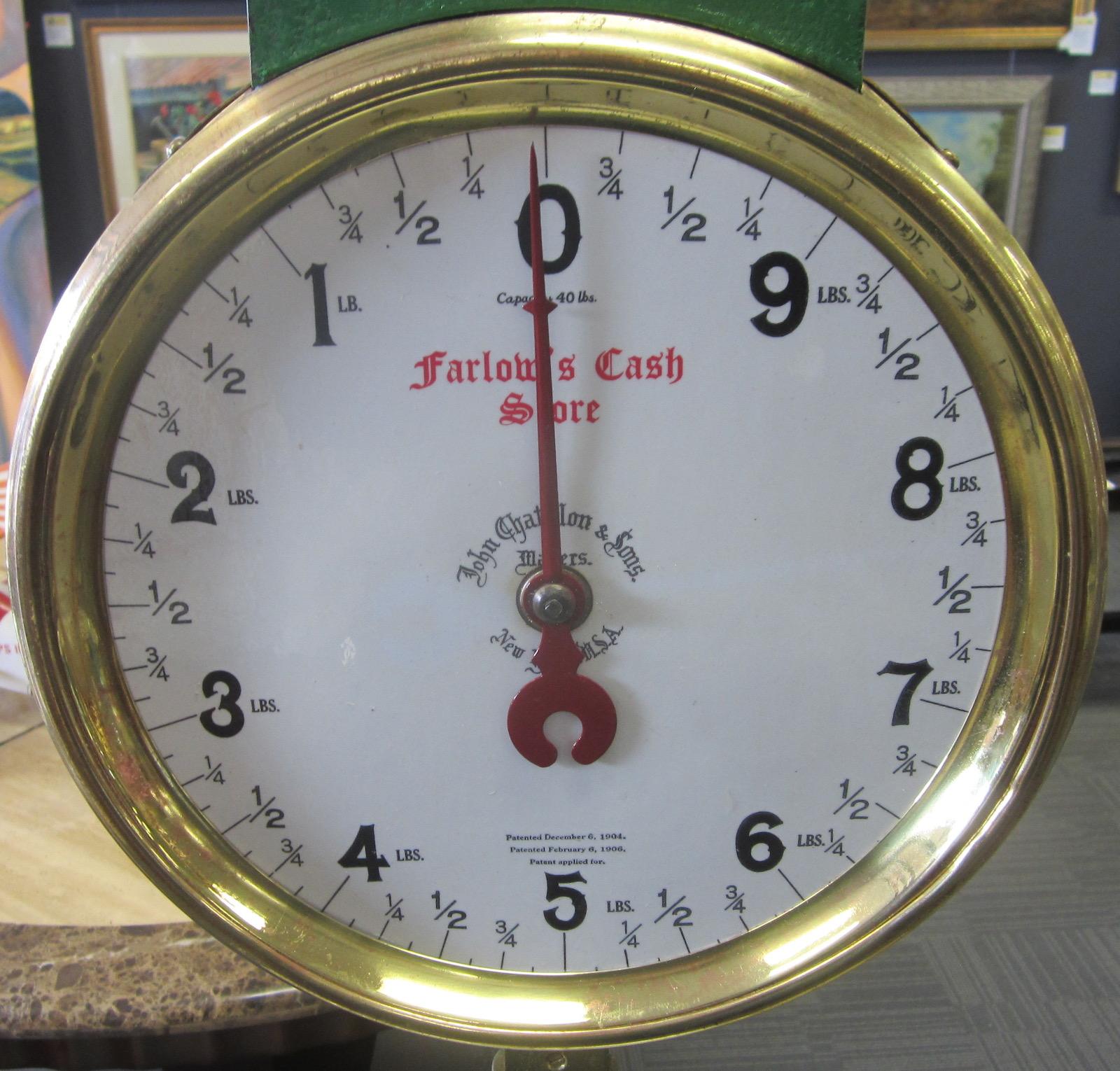 Vintage double sided scales from Farlow Cash Store, Mourilyan, Queensland, Australia.
chrome plated frame, marble base, made by John Chattilon & Sons, New York
Our eclectic stock crosses cultures, continents, styles and famous names.