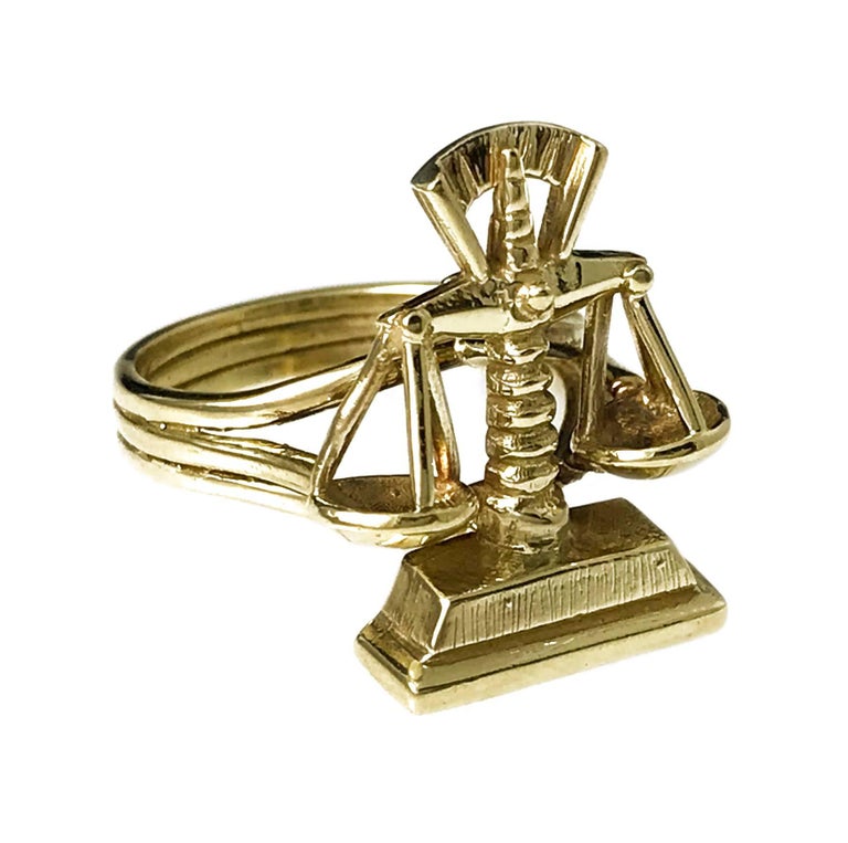 Scales of Justice Gold Ring For Sale at 1stDibs | scales of justice ...