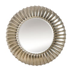 Scales Round Mirror with Mahogany Frame in Silver Finish