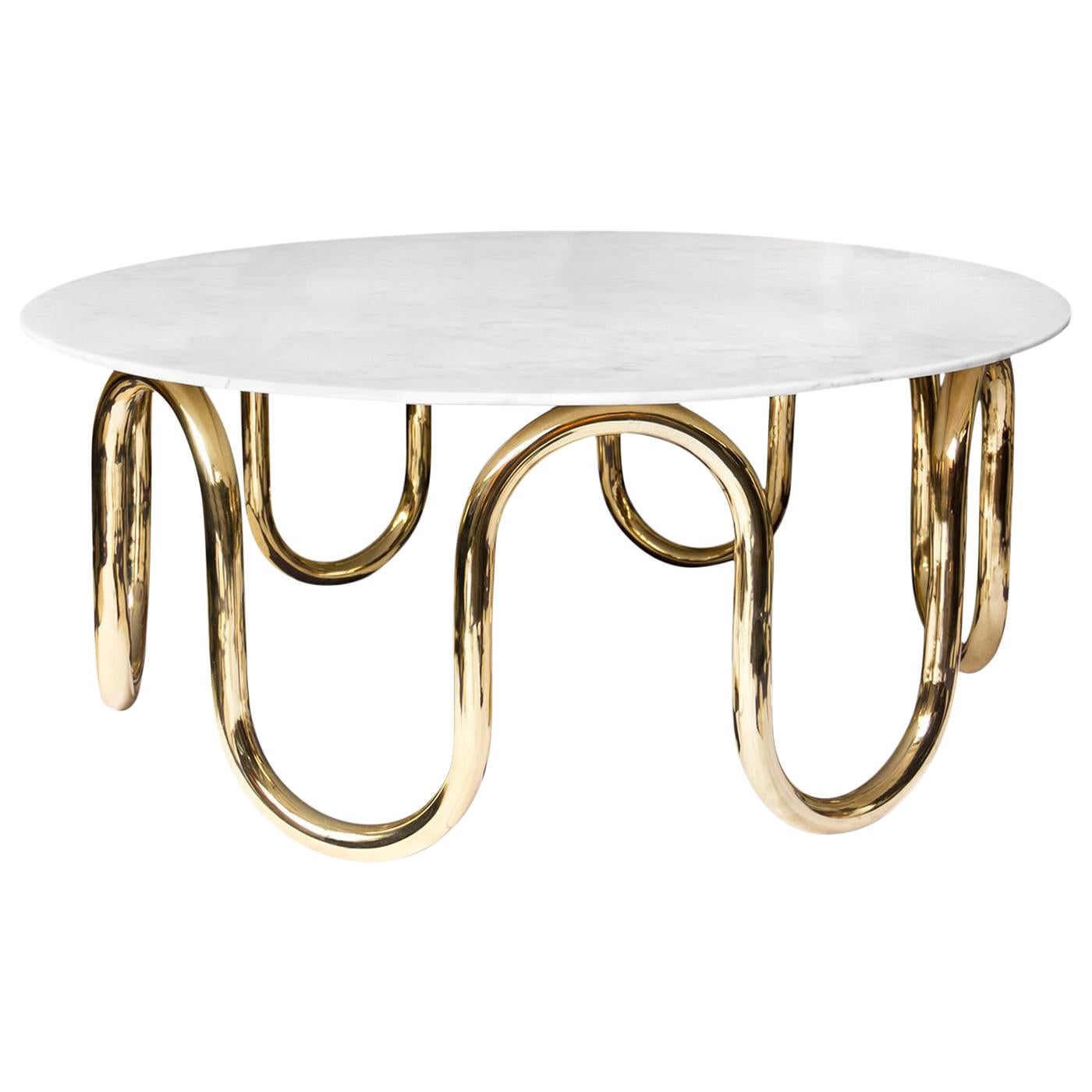 Scalinatella Brass and Marble Cocktail Table