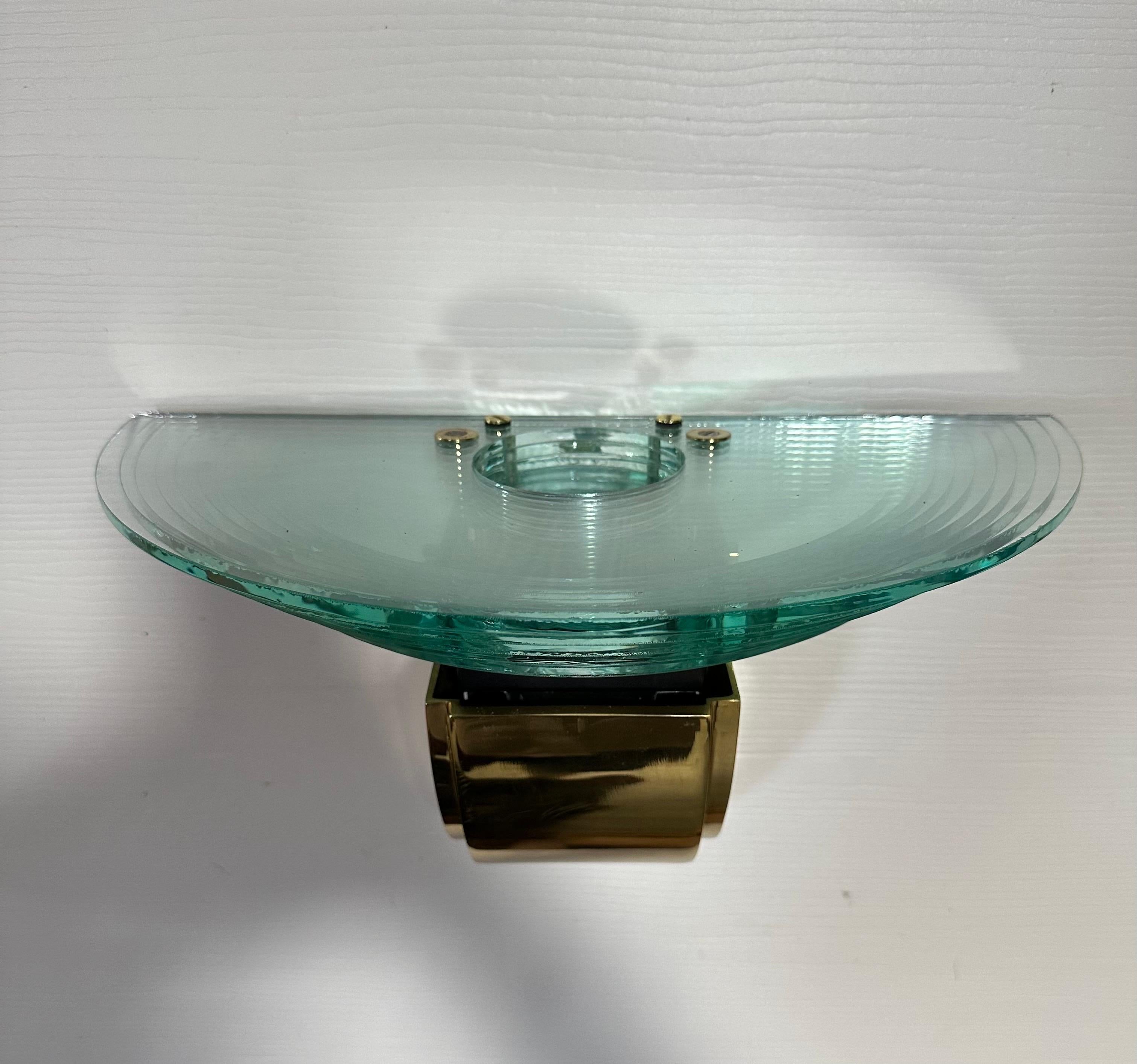 Scalini Wall Mount Lightolier Glass and Brass Wall Sconce 1