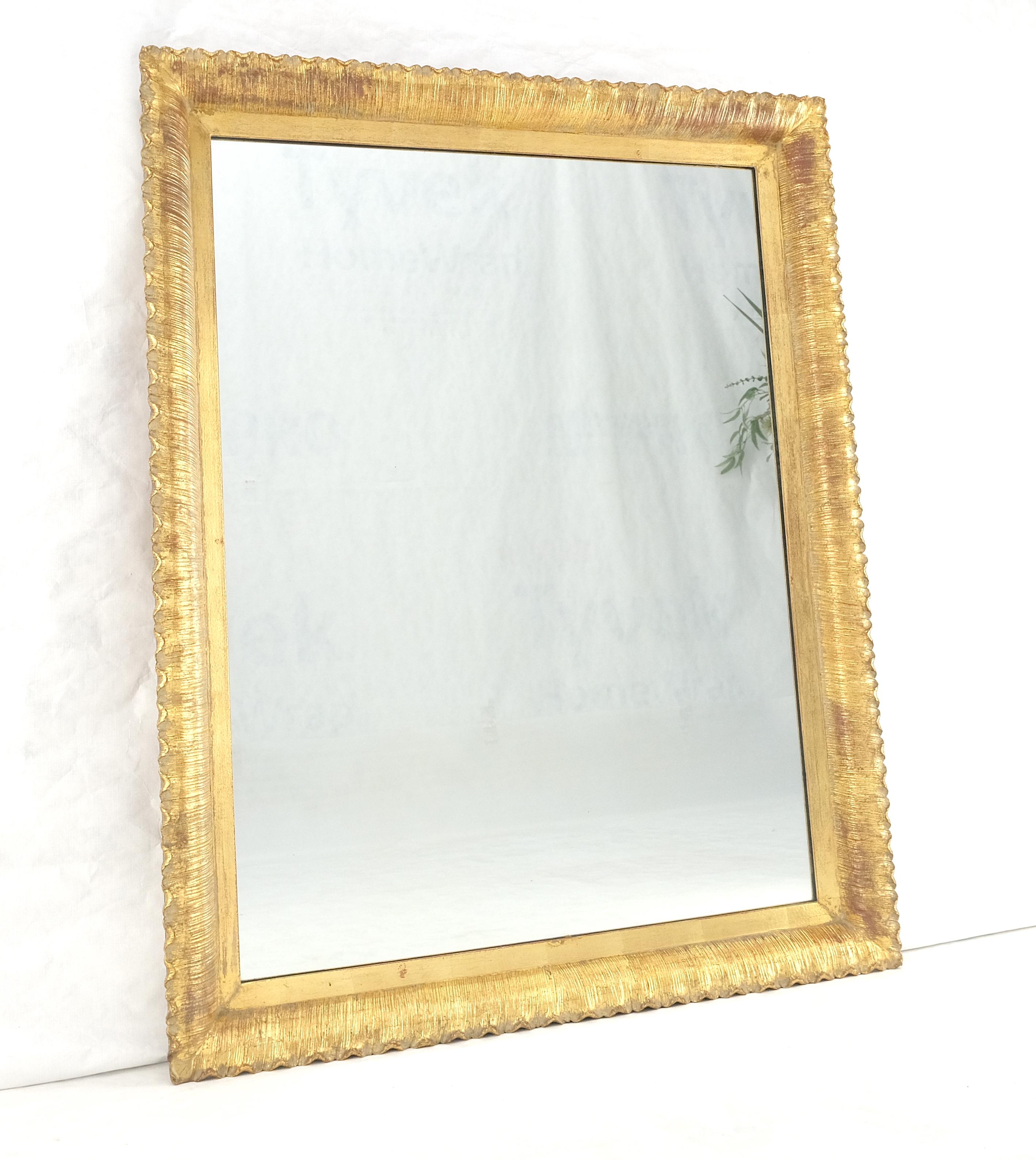 Scallop Edge 40x50 Carved & Gold Gilt Rectangle Frame c1940s Wall Mirror MInt! For Sale 6