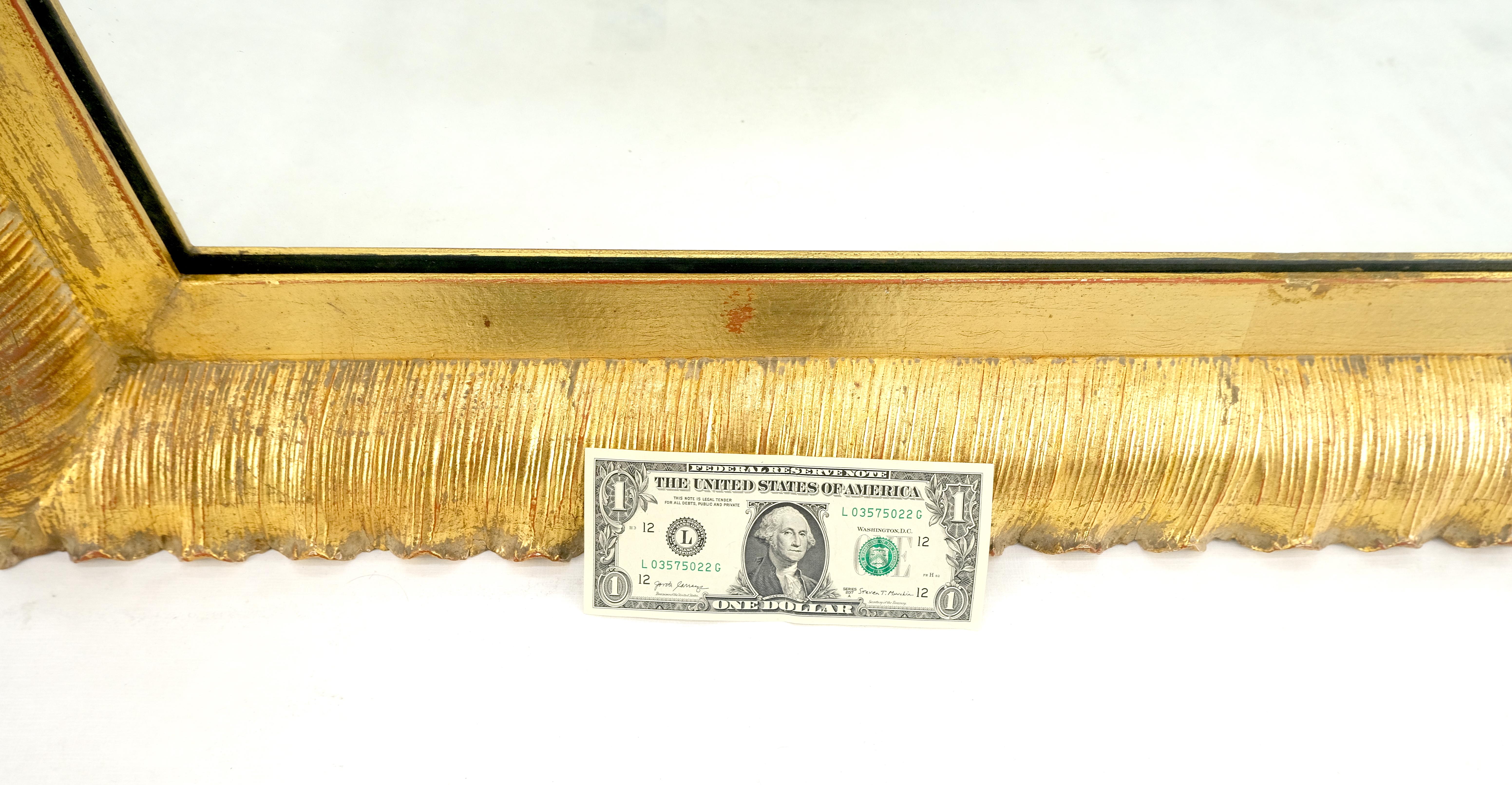 Scallop Edge 40x50 Carved & Gold Gilt Rectangle Frame c1940s Wall Mirror MInt! For Sale 7