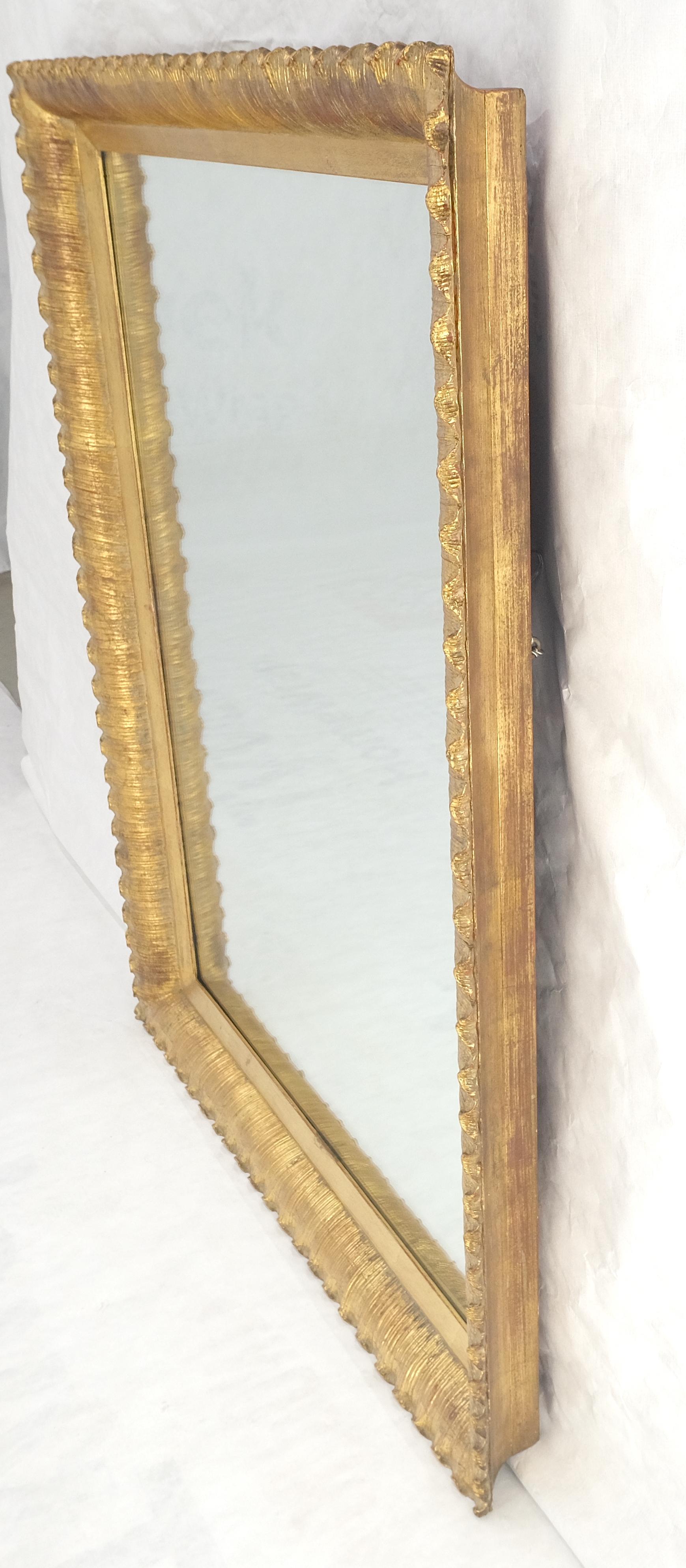 Scallop Edge 40x50 Carved & Gold Gilt Rectangle Frame c1940s Wall Mirror MInt! For Sale 1
