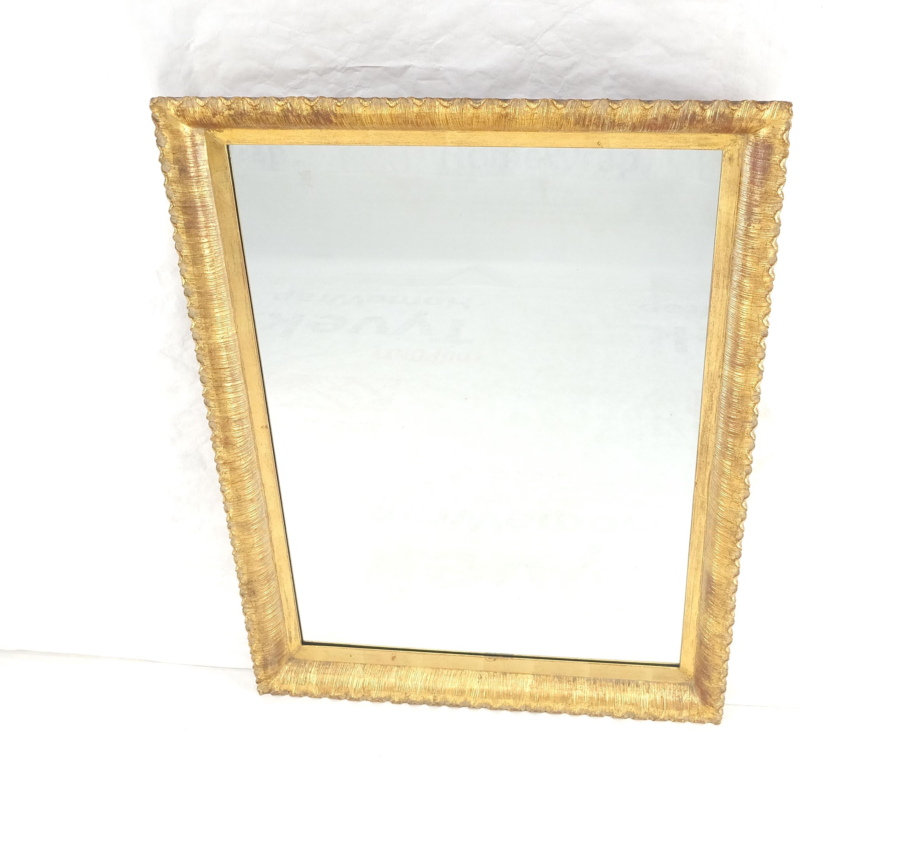 Scallop Edge 40x50 Carved & Gold Gilt Rectangle Frame c1940s Wall Mirror MInt! For Sale 3