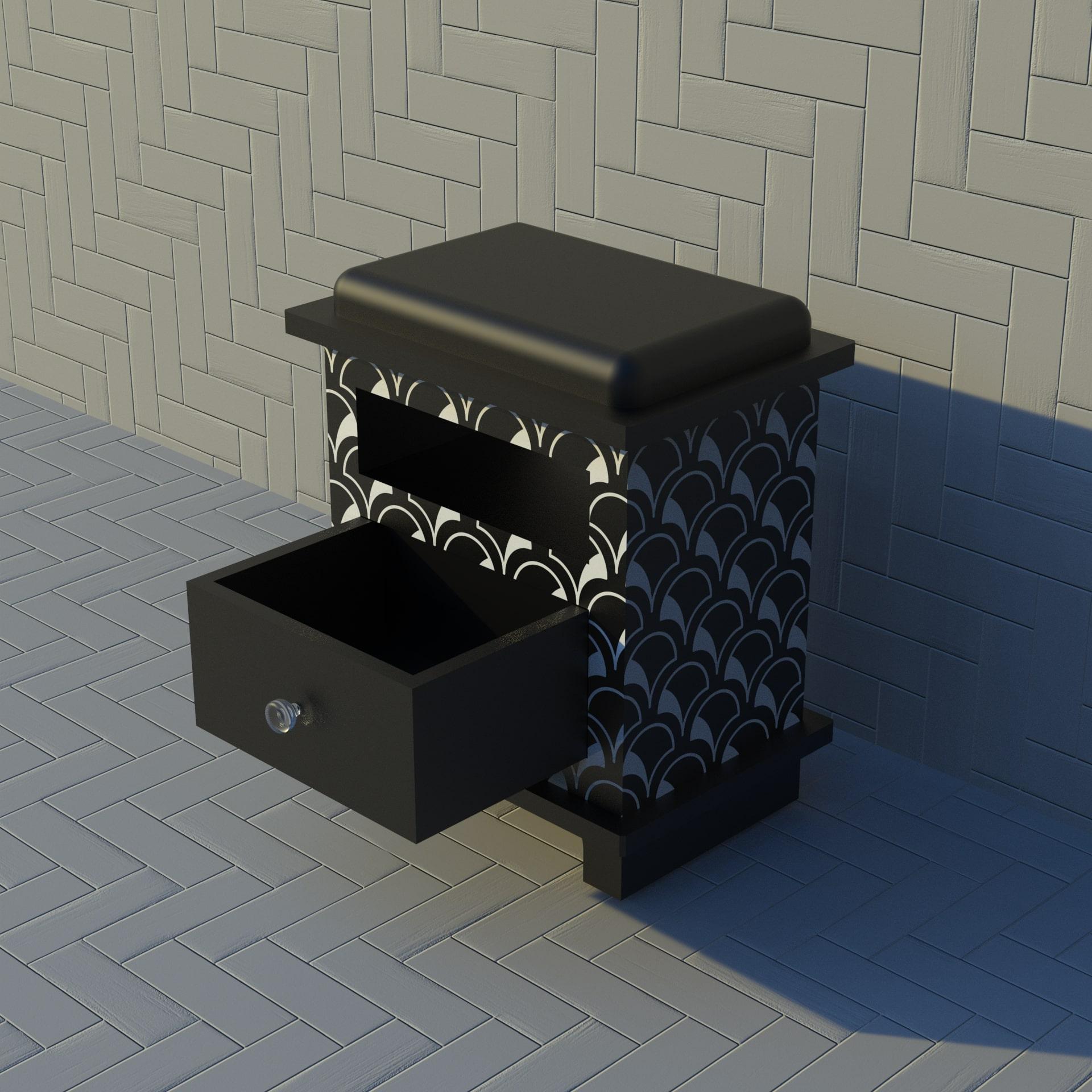 Scallop Inspired Black Night Stand, Side Table by Artisanal In New Condition For Sale In New York, NY