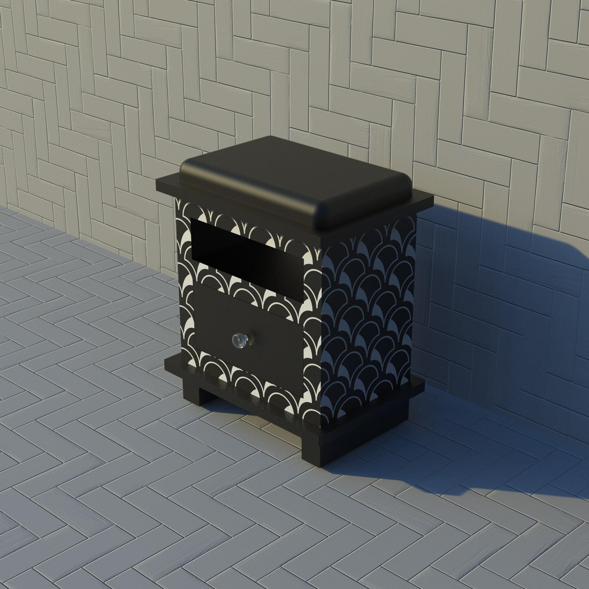 Contemporary Scallop Inspired Black Night Stand, Side Table by Artisanal For Sale
