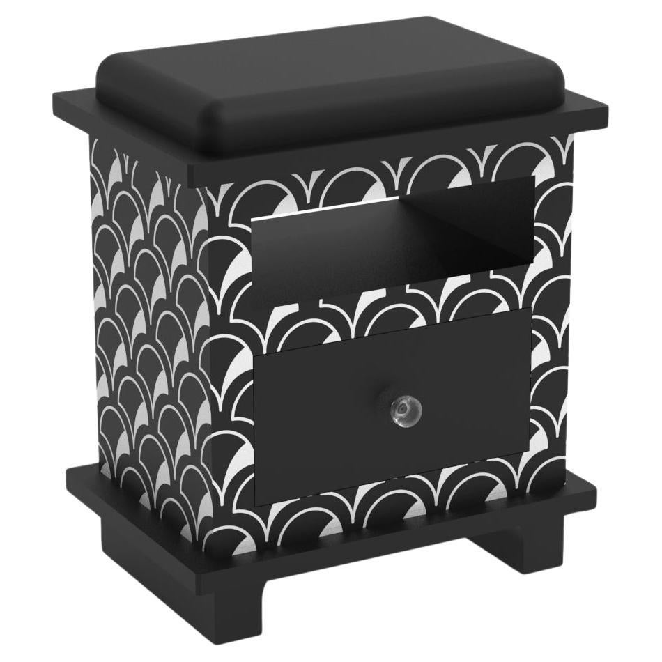 Scallop Inspired Black Night Stand, Side Table by Artisanal