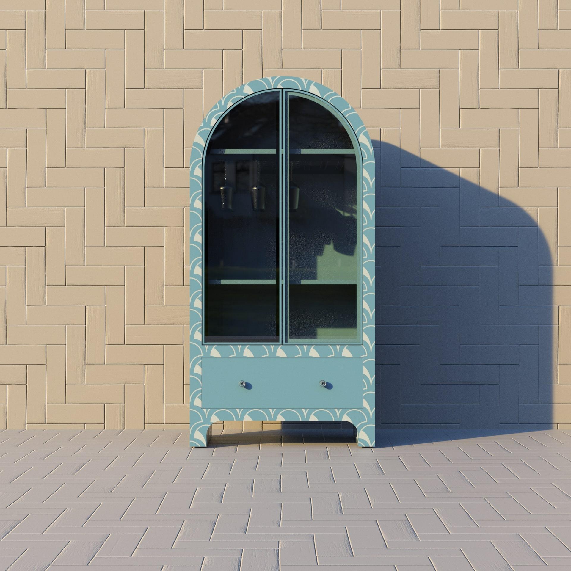 Os Meuble de bar bleu inspiré des festons par Artisanal en vente