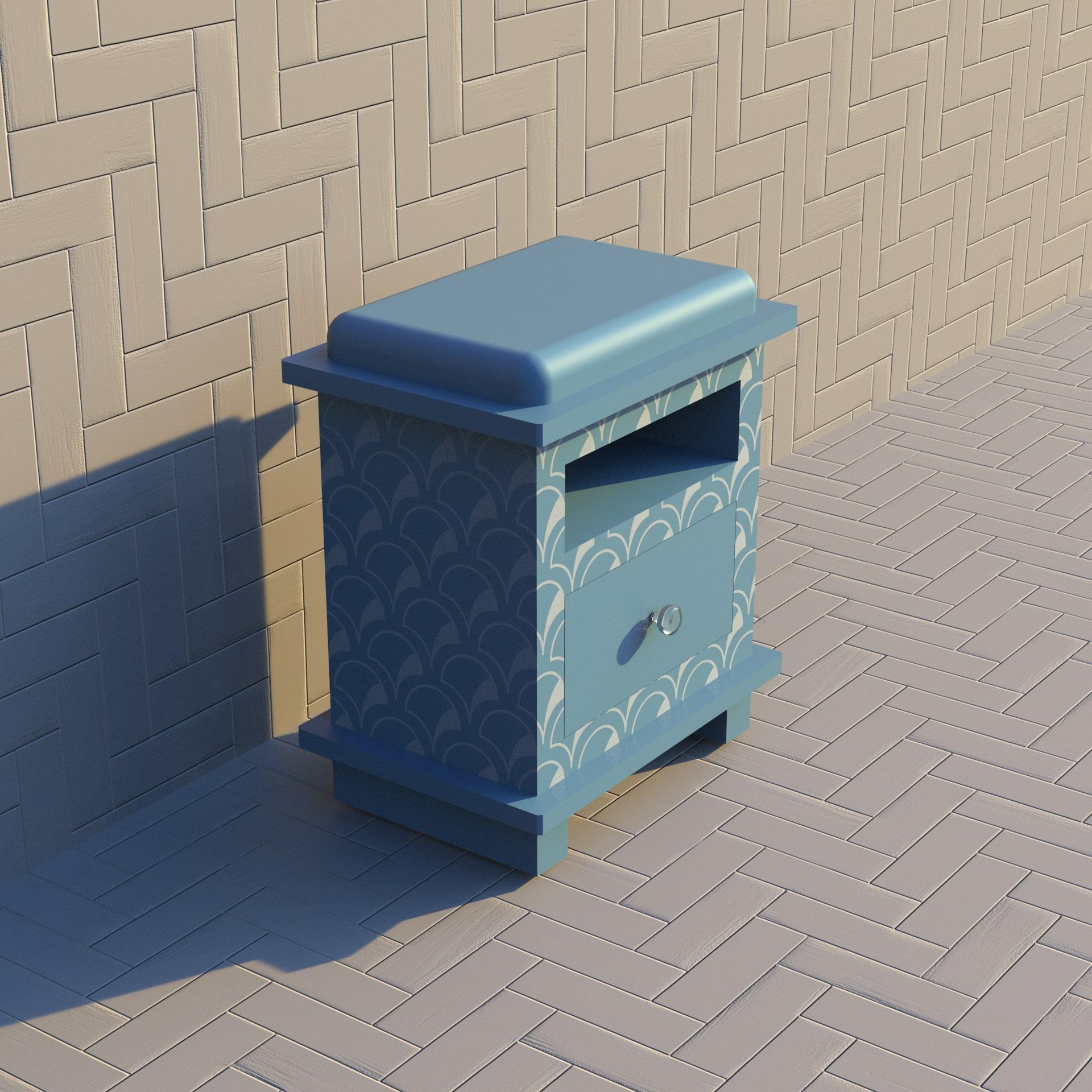 Inlay Scallop Inspired Blue Night Stand, Side Table by Artisanal For Sale