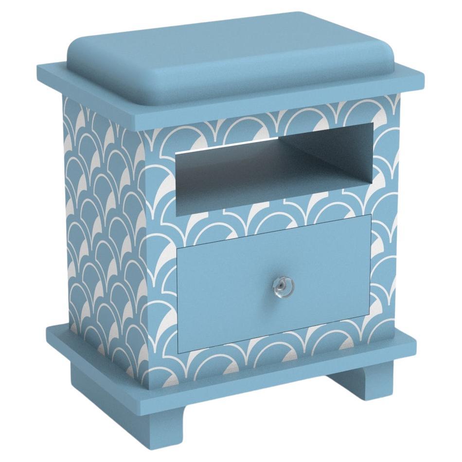 Scallop Inspired Blue Night Stand, Side Table by Artisanal