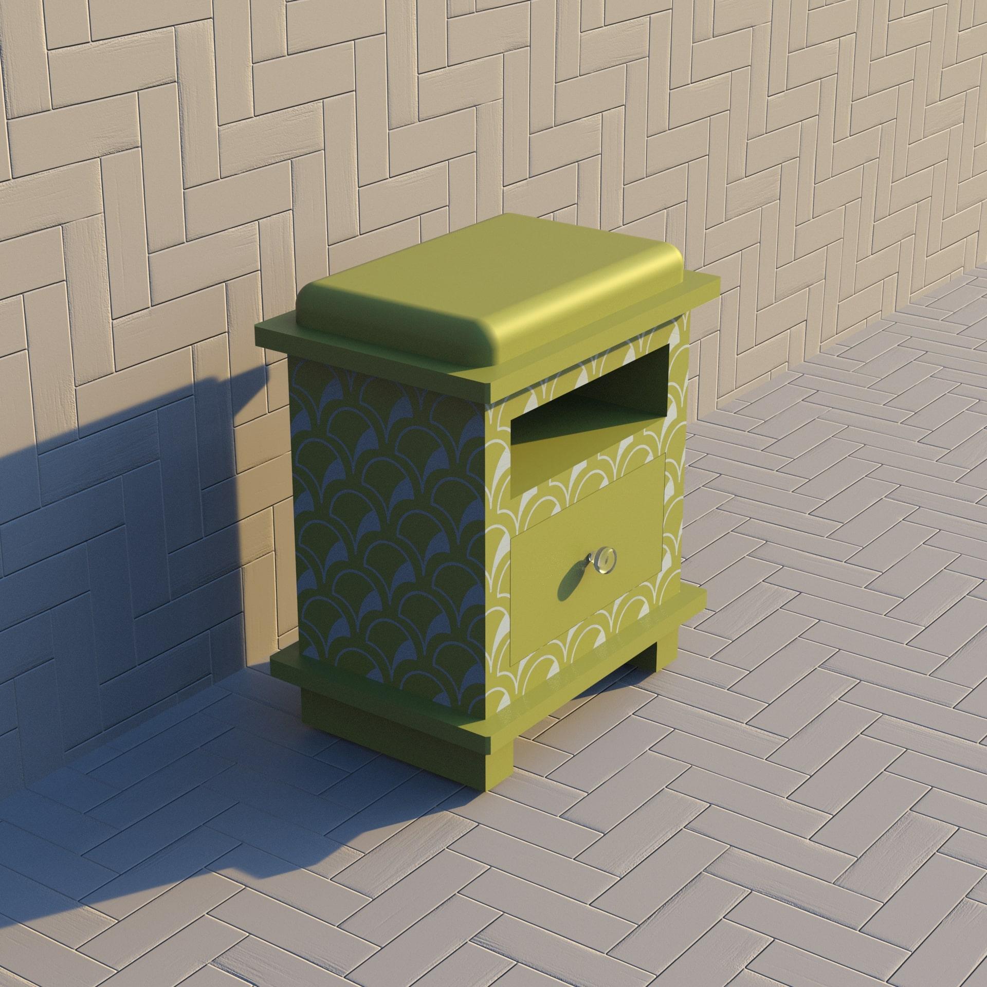 Inlay Scallop Inspired Lemon Yellow Night Stand, Side Table by Artisanal For Sale