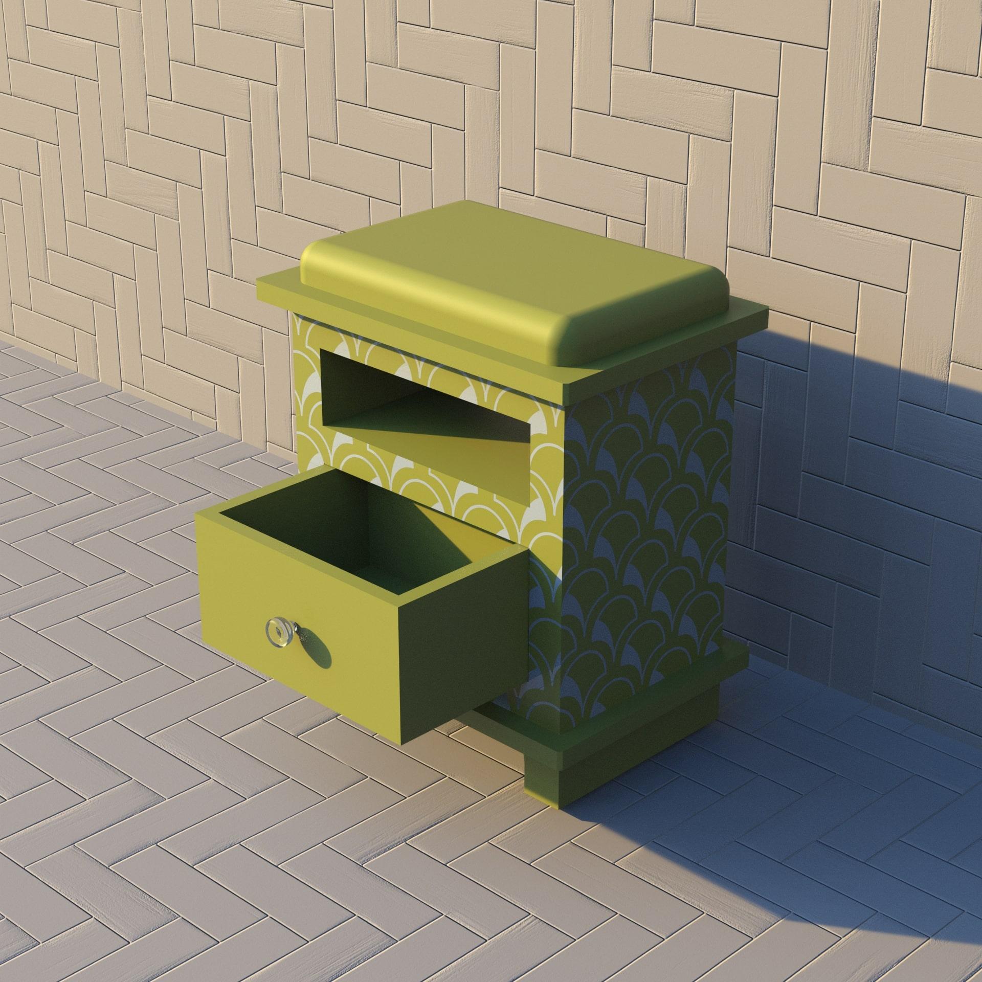 Scallop Inspired Lemon Yellow Night Stand, Side Table by Artisanal In New Condition For Sale In New York, NY